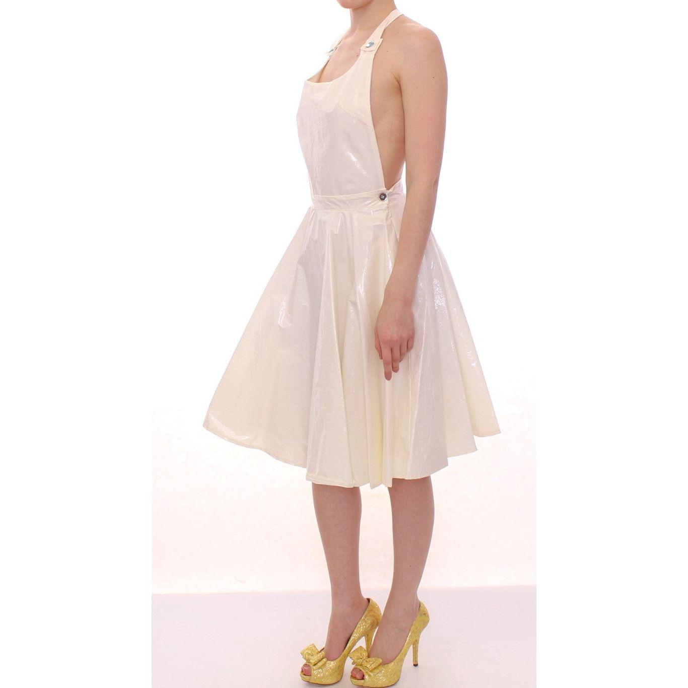 Licia Florio White Halterneck Knee Length Tea Dress