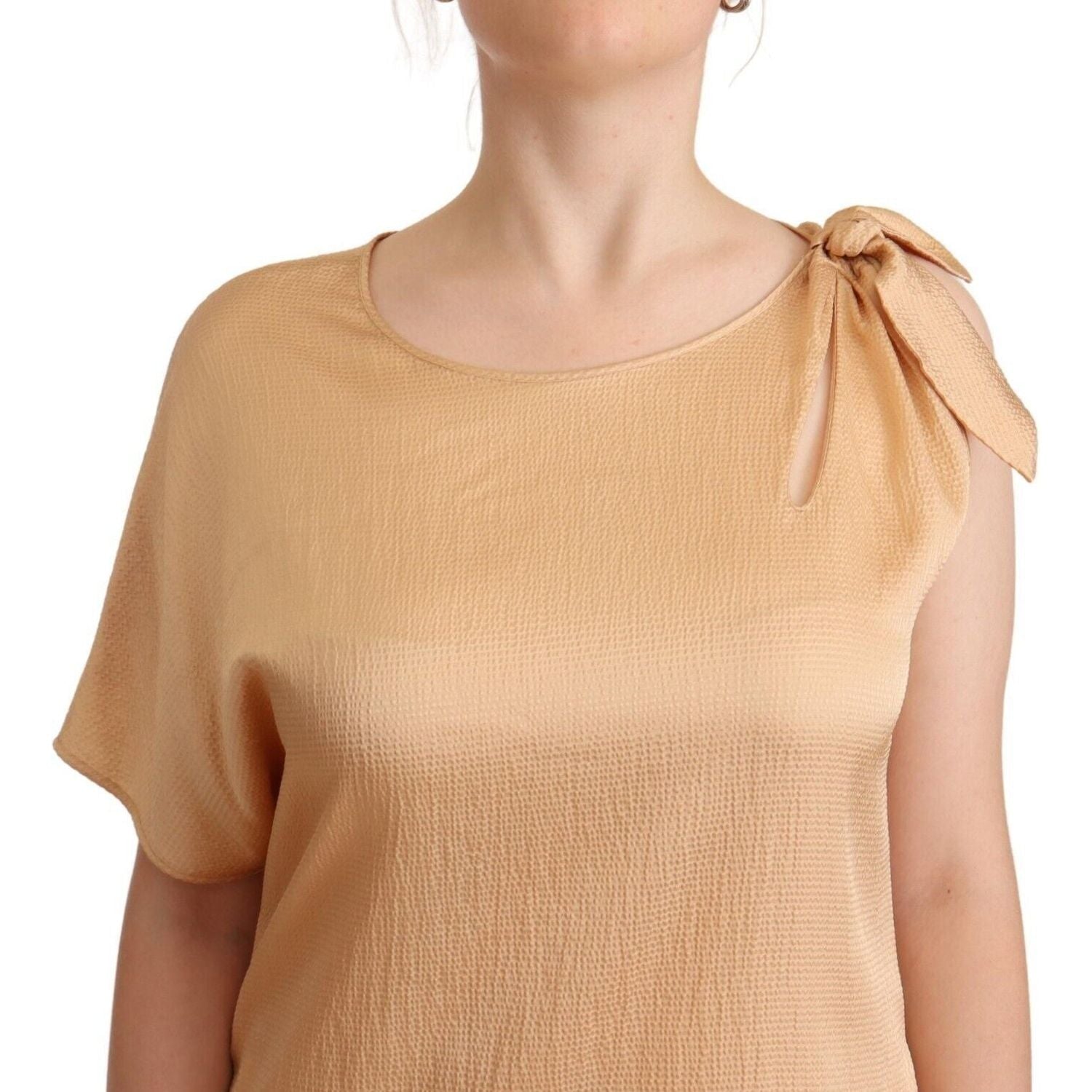 Moschino Beige One Sleeve Knee Length Shift Dress