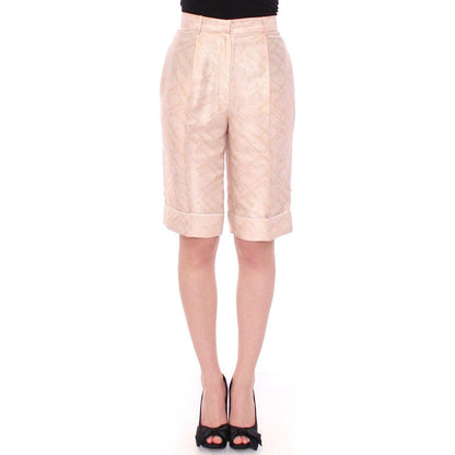 Zeyneptosun Beige Brocade Above Knee Shorts