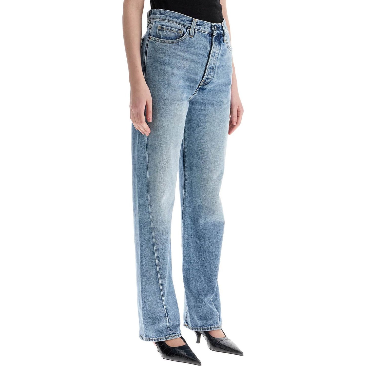 Toteme wide leg organic cotton jeans in worn blue with twisted seams Jeans Toteme