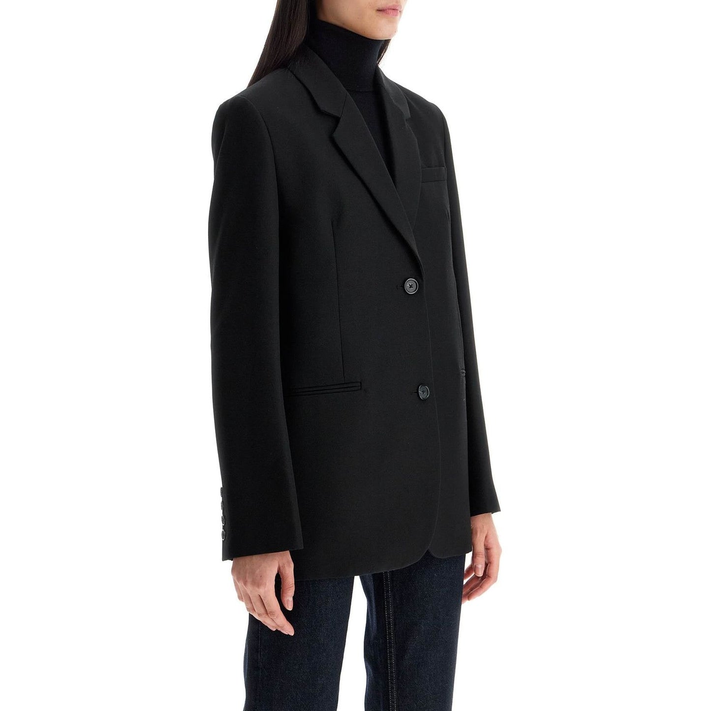 Toteme sustainable black oversized single-breasted jacket Jackets Toteme