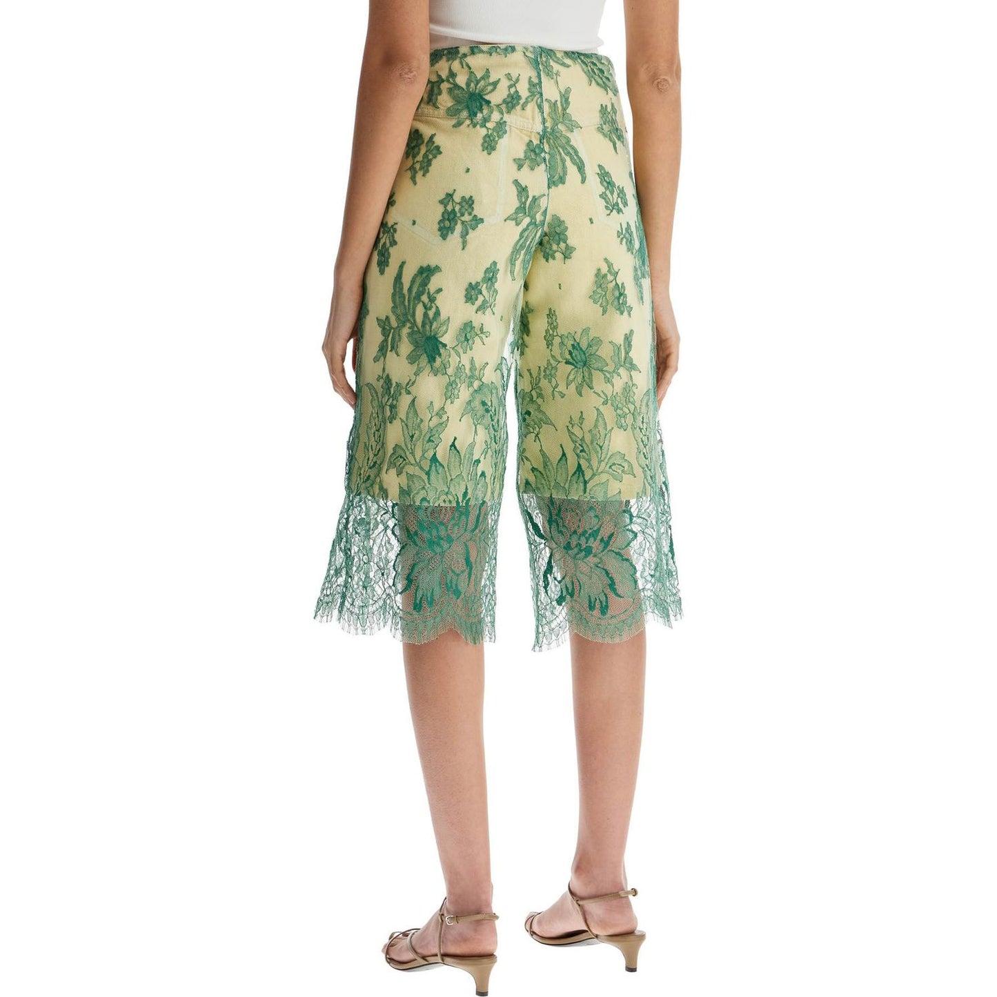 Christopher Esber mint green lace shorts with floral embroidery Short trousers Christopher Esber