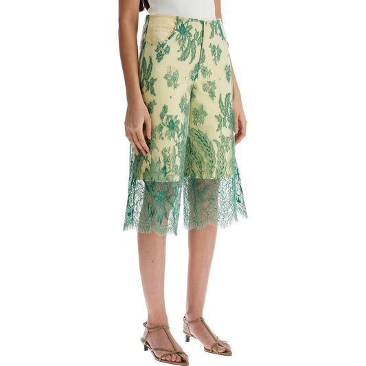 Christopher Esber mint green lace shorts with floral embroidery Short trousers Christopher Esber