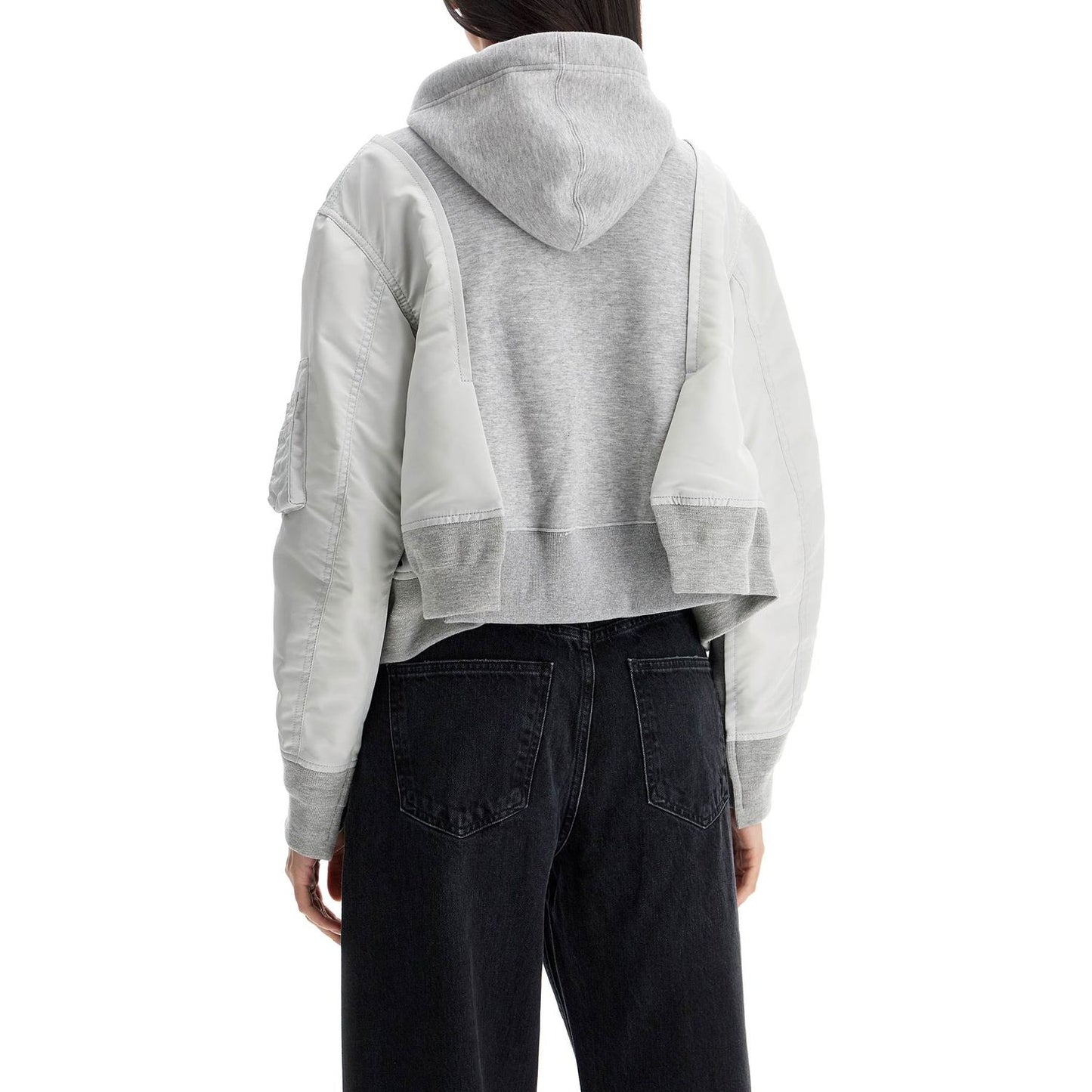 Sacai hybrid sweatshirt with zip and hood