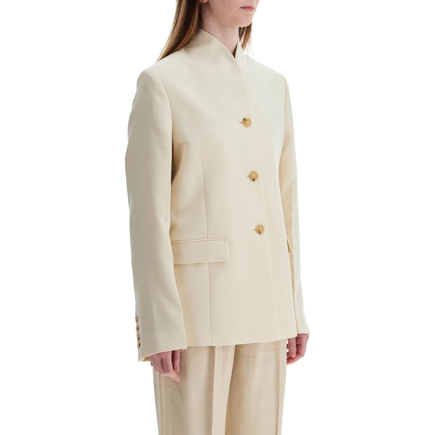 Toteme beige viscose blazer with high collar Jackets Toteme