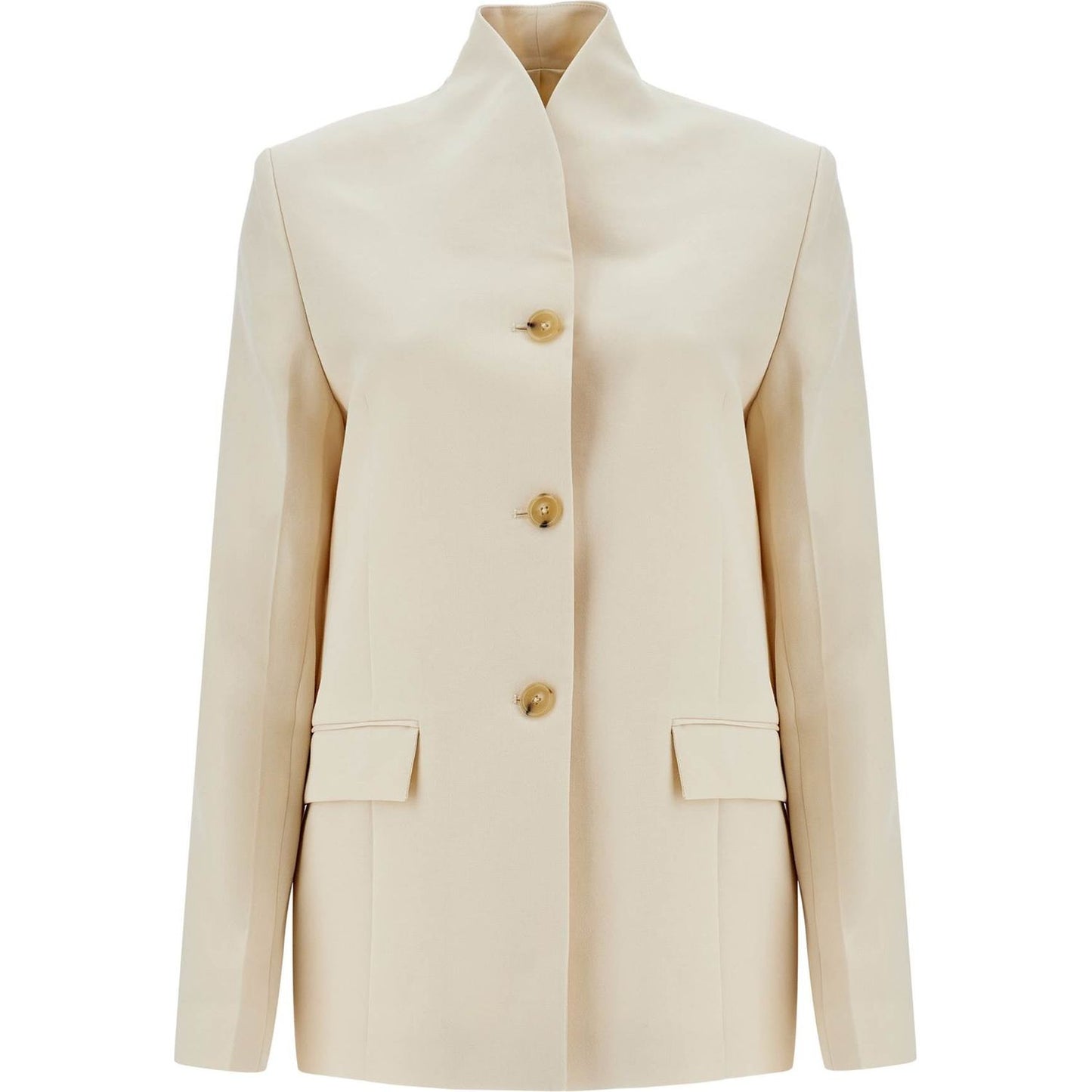 Toteme beige viscose blazer with high collar Jackets Toteme