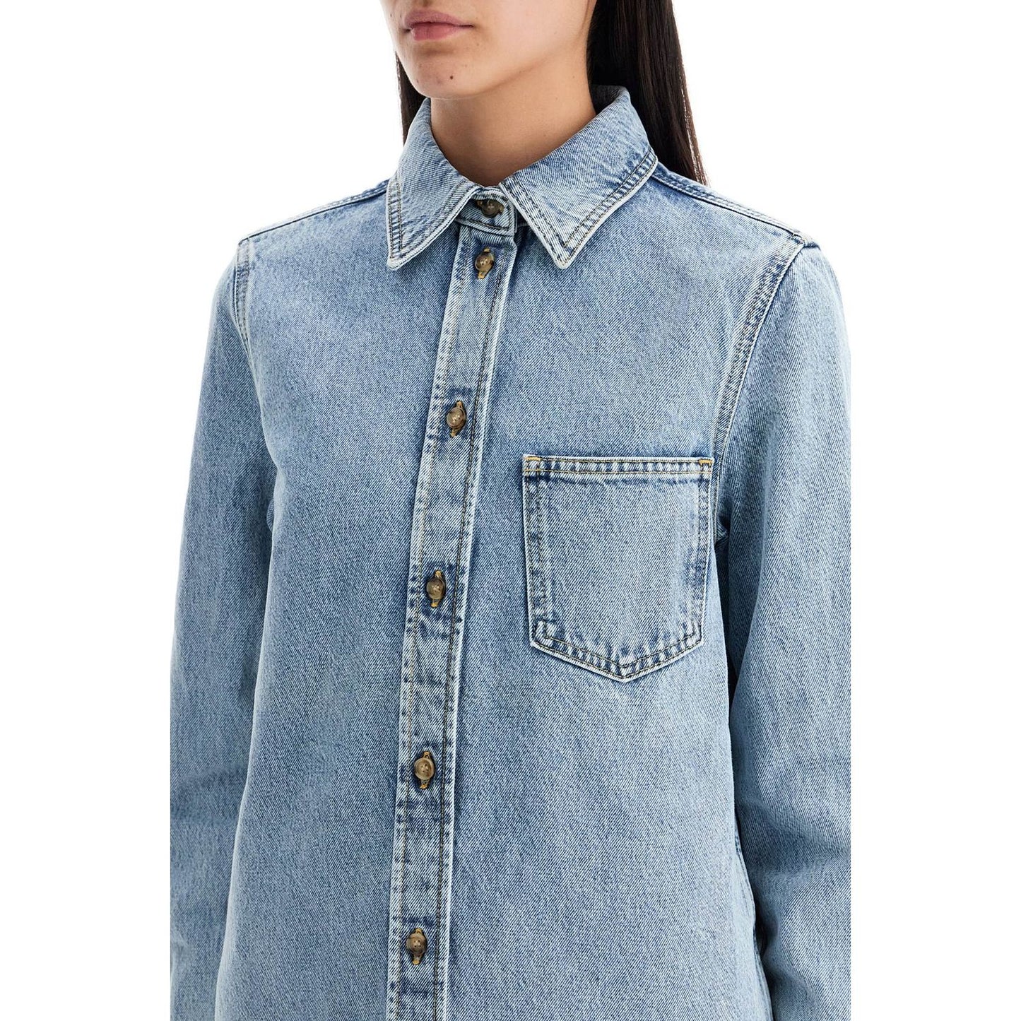 Toteme denim overshirt with pocket detail Jackets Toteme