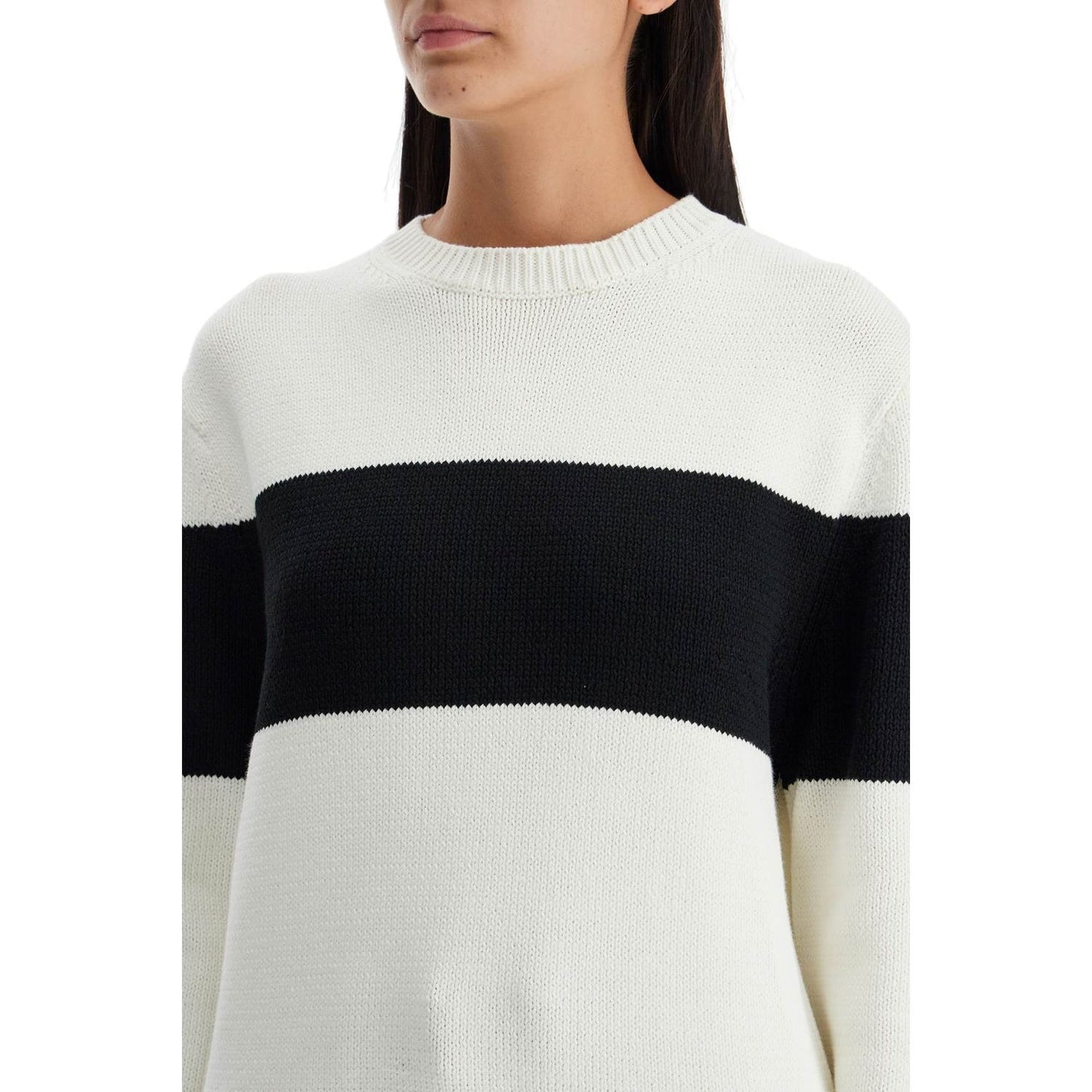 Toteme crewneck pullover with contrasting band Knitwear Toteme