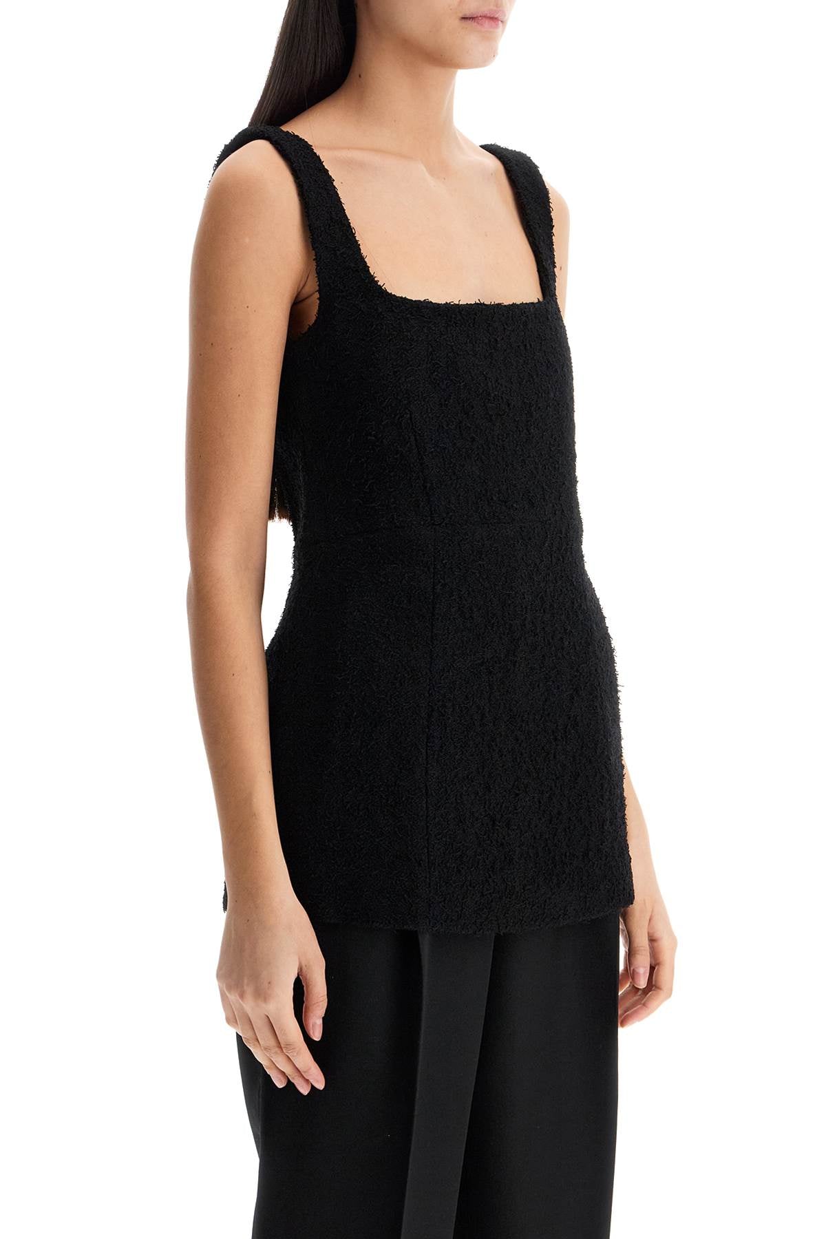 Toteme black boucle top without sleeves square neck Topwear Toteme