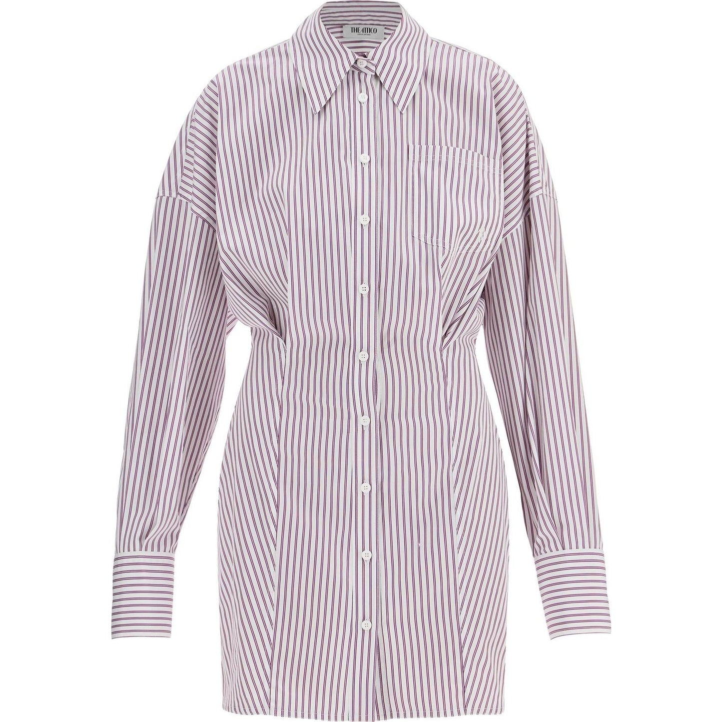 The Attico white and purple striped mini shirt dress Dresses The Attico