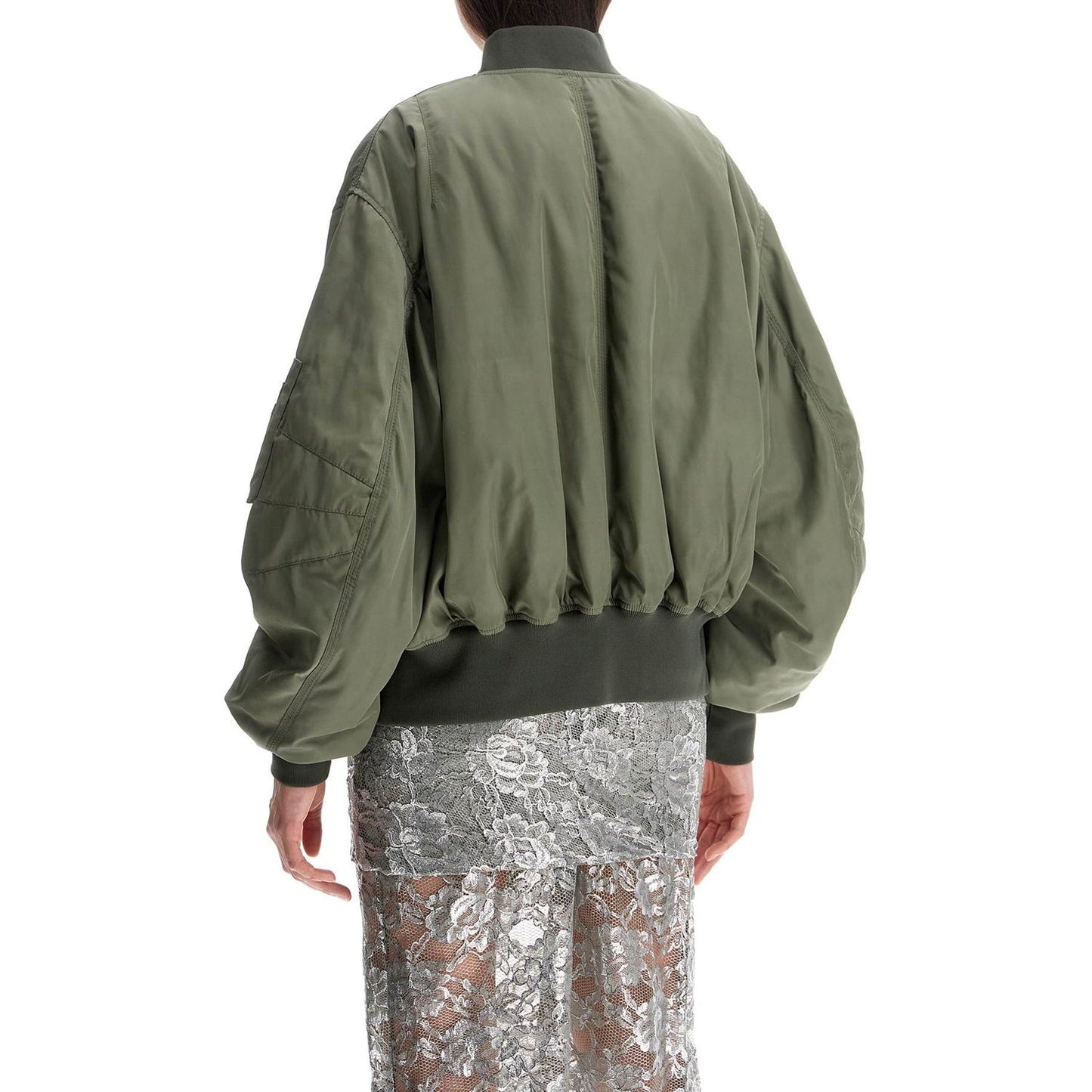 The Attico oversized bomber jacket with puff sleeves military green Jackets The Attico