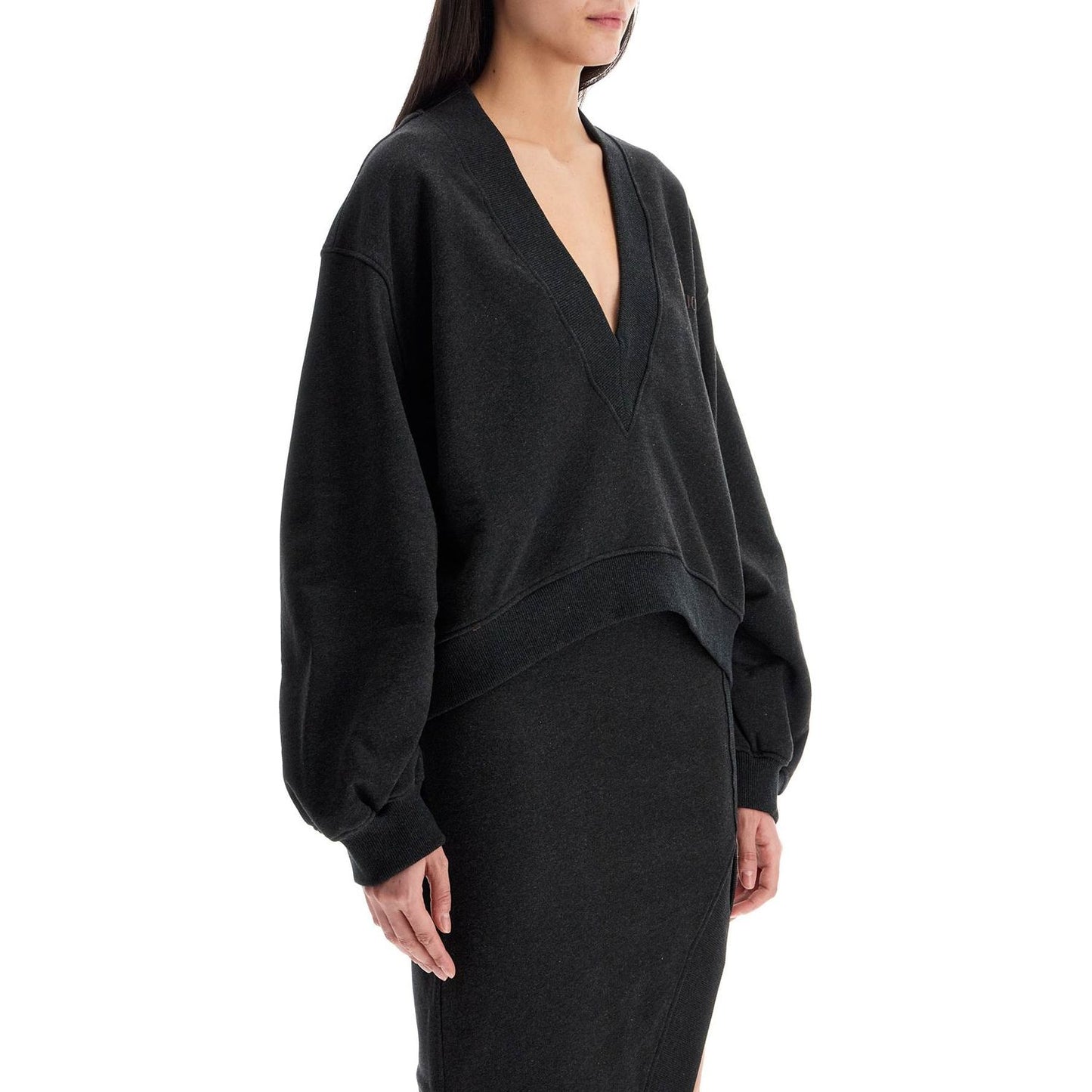 The Attico oversized sweatshirt with deep v-neck in gradient black Topwear The Attico