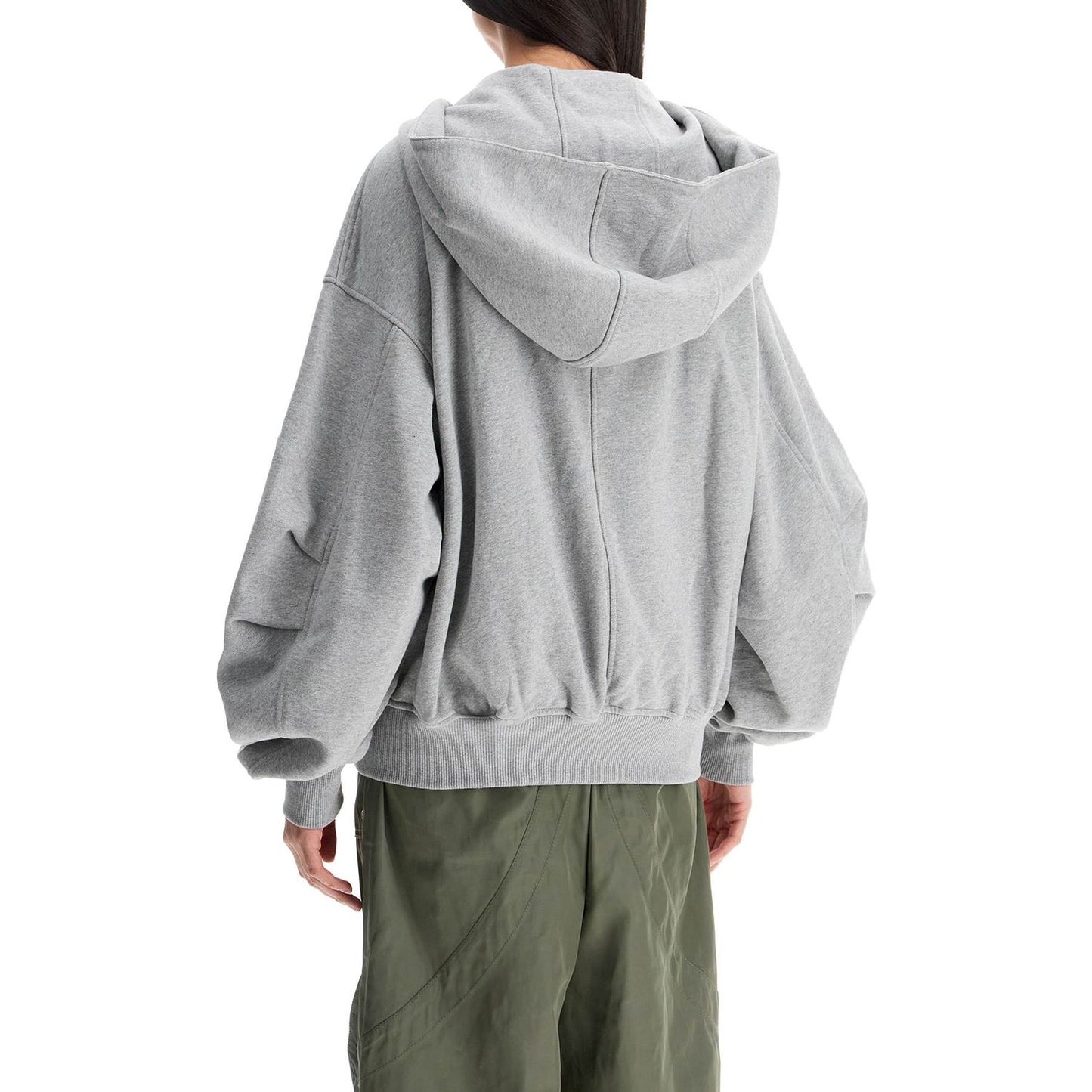 The Attico gray/beige melange loose hoodie with zip Topwear The Attico