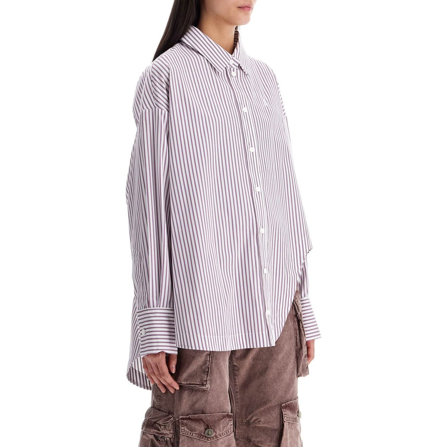 The Attico white and purple striped oversized shirt Topwear The Attico