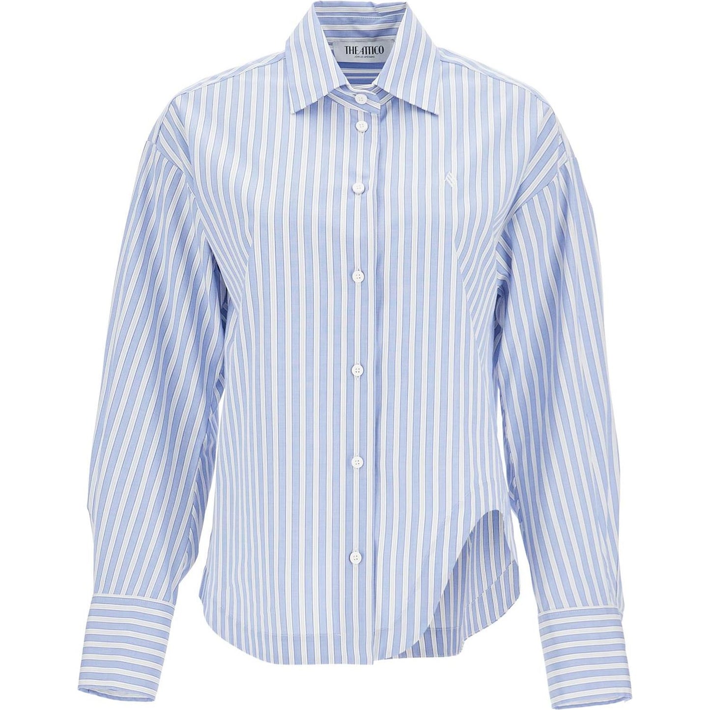 The Attico blue and white striped oversized cotton shirt Topwear The Attico