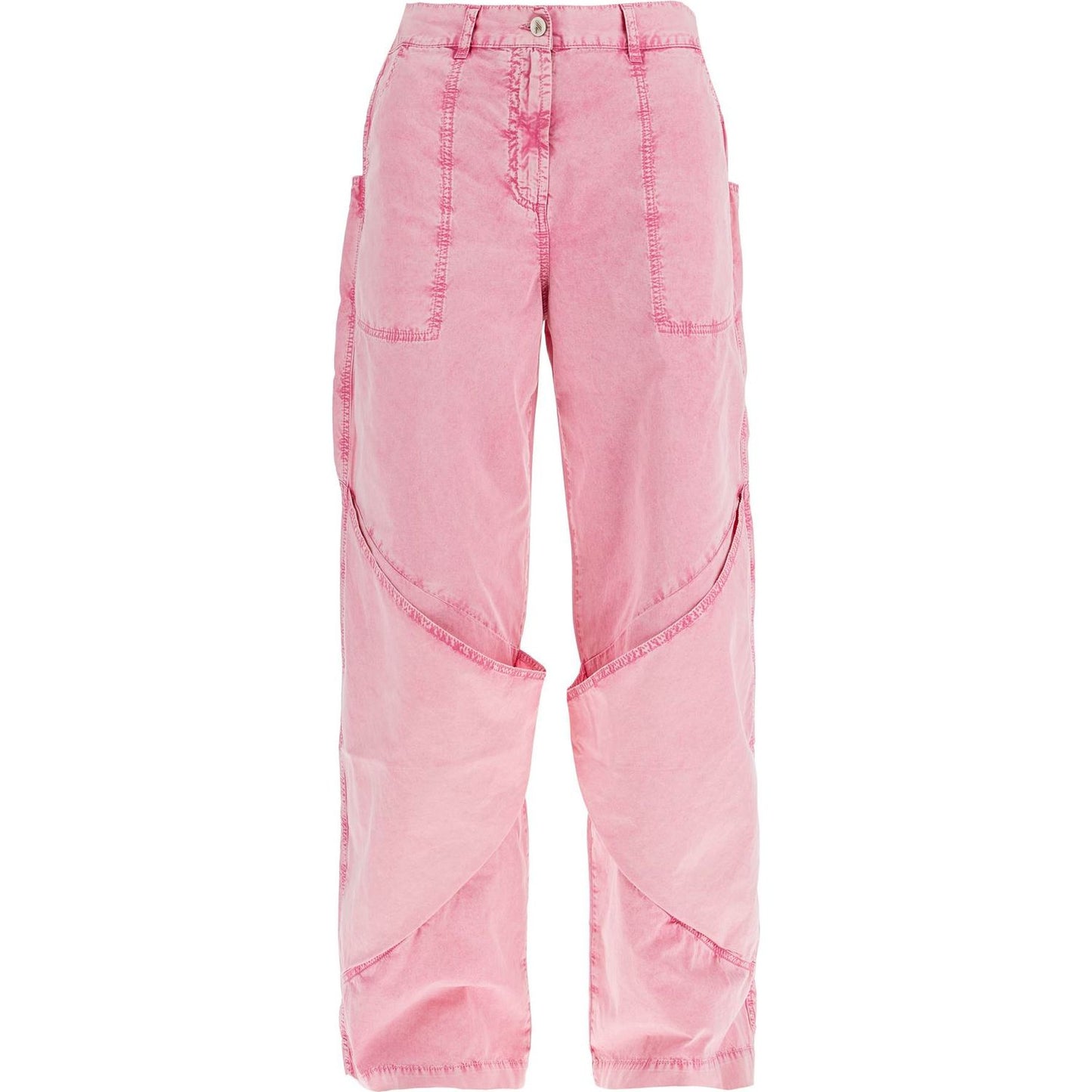 The Attico high-waisted loose fit pink palazzo pants in cotton