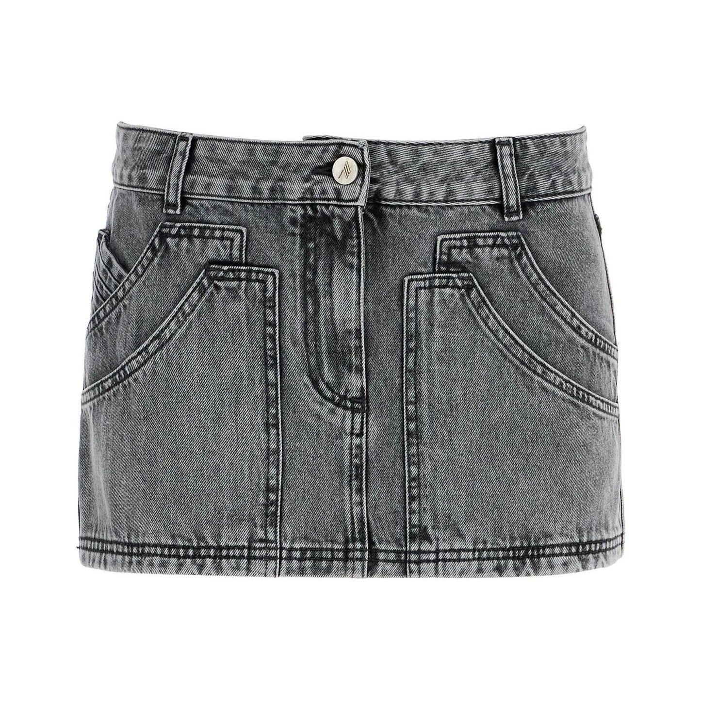 The Attico gray high-waisted slim fit denim mini skirt Skirts The Attico