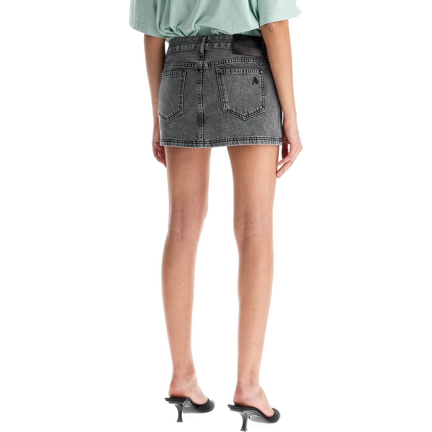 The Attico gray high-waisted slim fit denim mini skirt Skirts The Attico