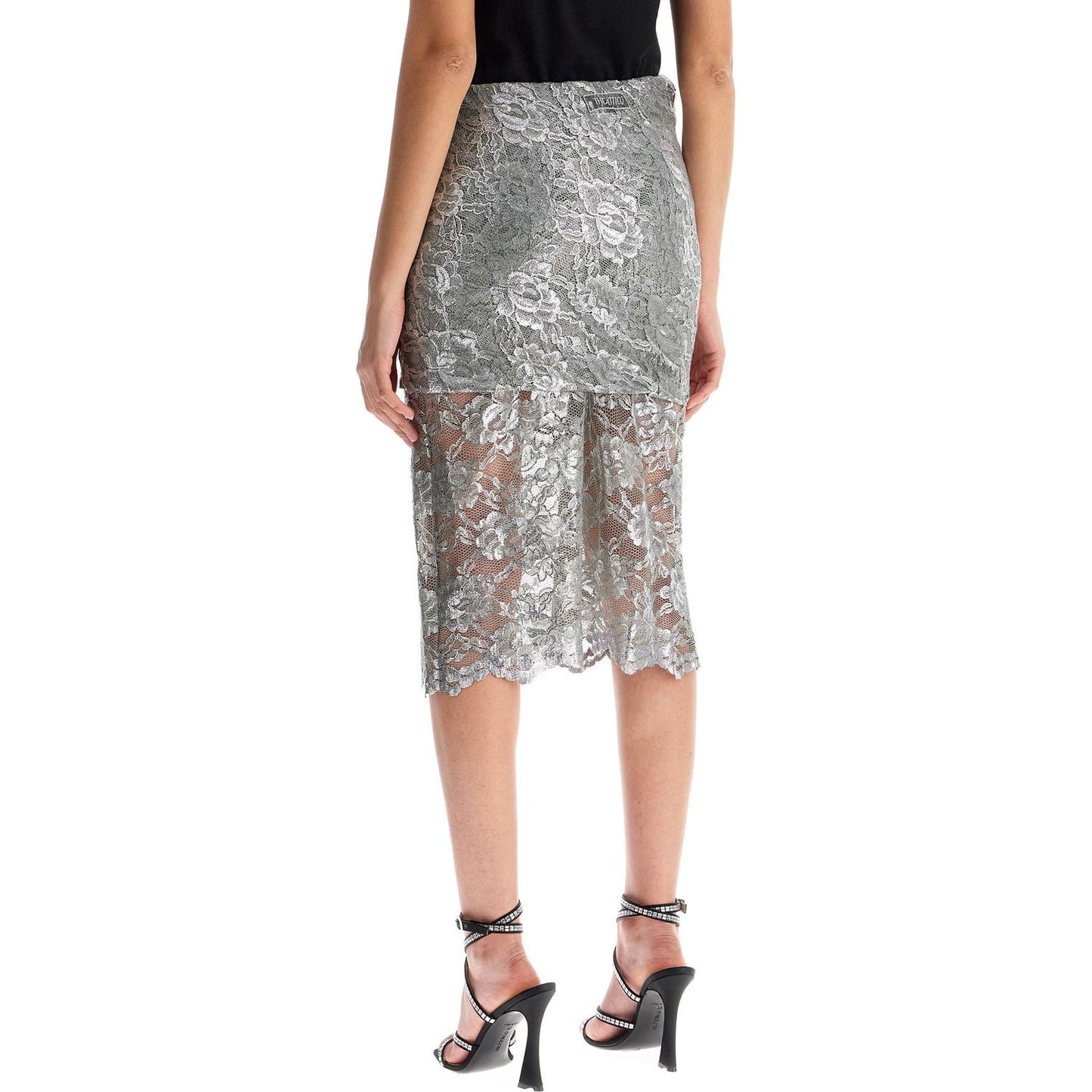 The Attico silver lace midi skirt Skirts The Attico