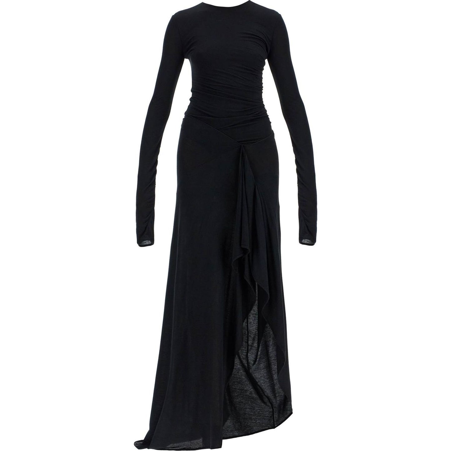 The Attico long draped jersey dress with pleats Dresses The Attico