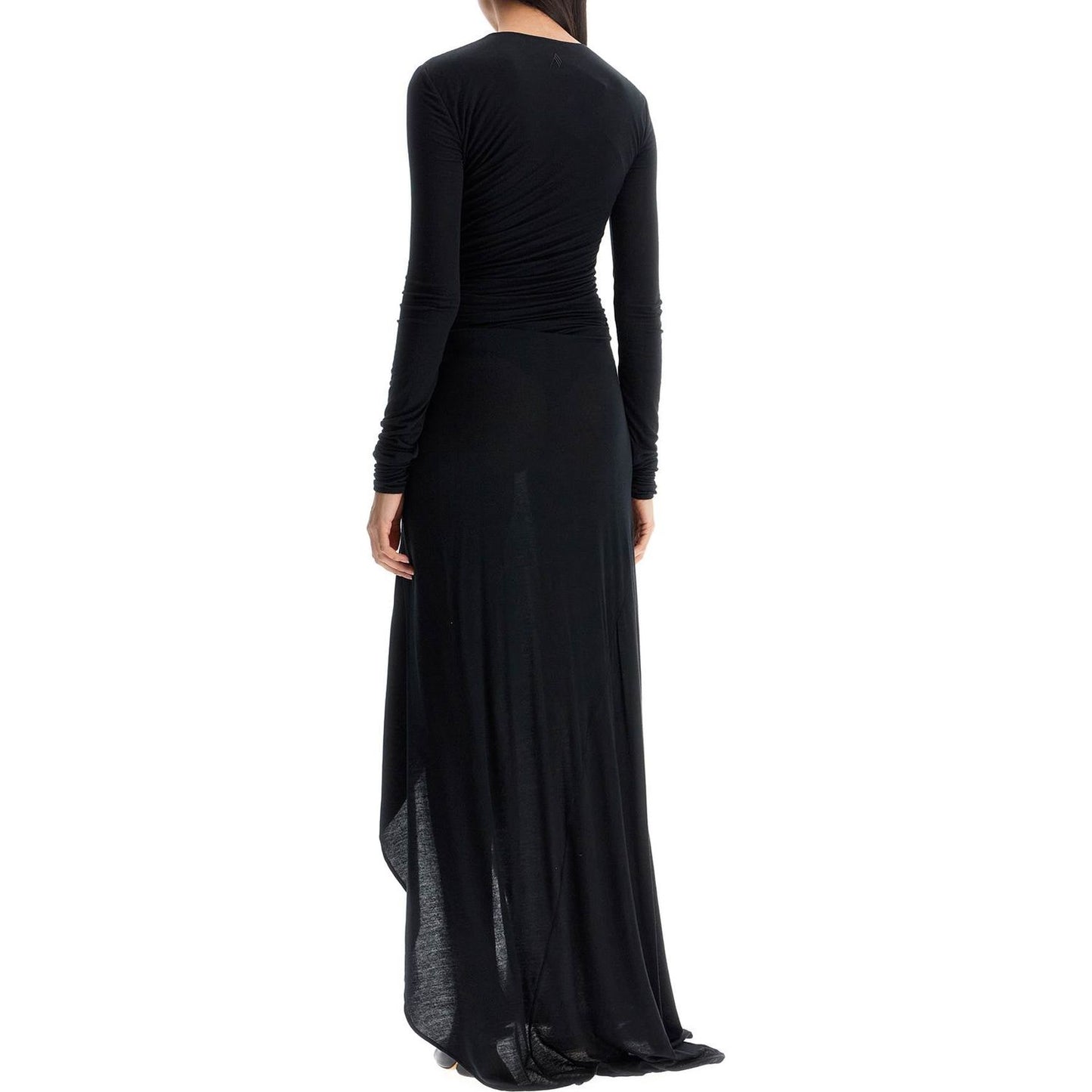 The Attico long draped jersey dress with pleats Dresses The Attico