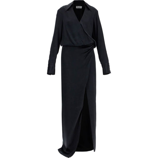 The Attico black long sleeve midi dress with side slit Dresses The Attico