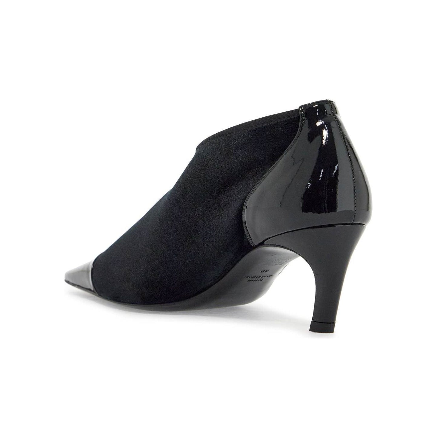 Toteme black recycled patent leather pumps with medium heel and pointed toe Pumps Toteme