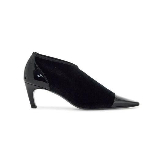 Toteme black recycled patent leather pumps with medium heel and pointed toe Pumps Toteme