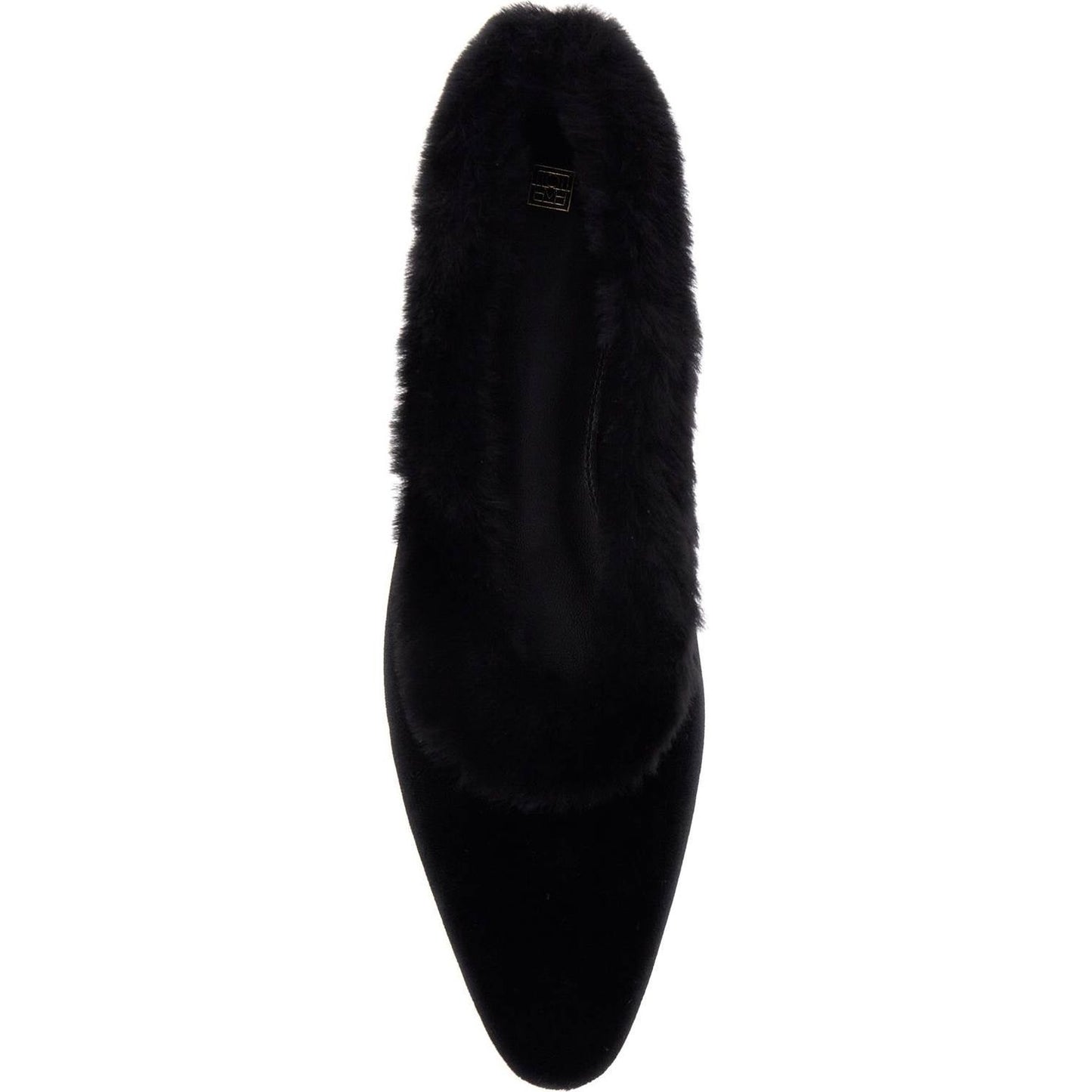 Toteme black velvet ballerinas with shearling trim Flat Shoes Toteme