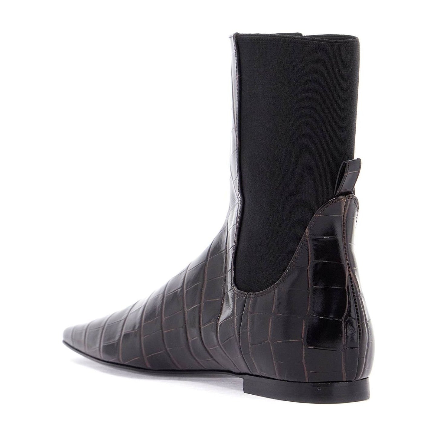 Toteme dark brown crocodile effect leather chelsea boots Boots Toteme