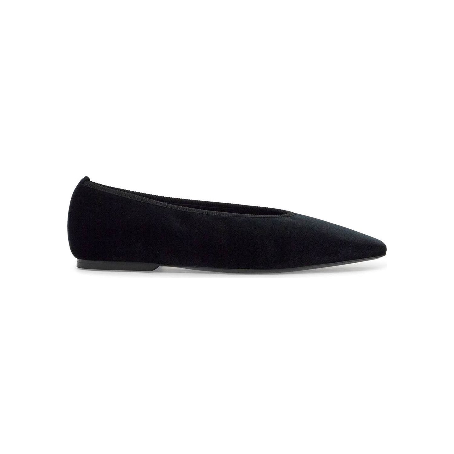 Toteme black velvet ballerinas made from recycled polyester with elastic trim Flat Shoes Toteme