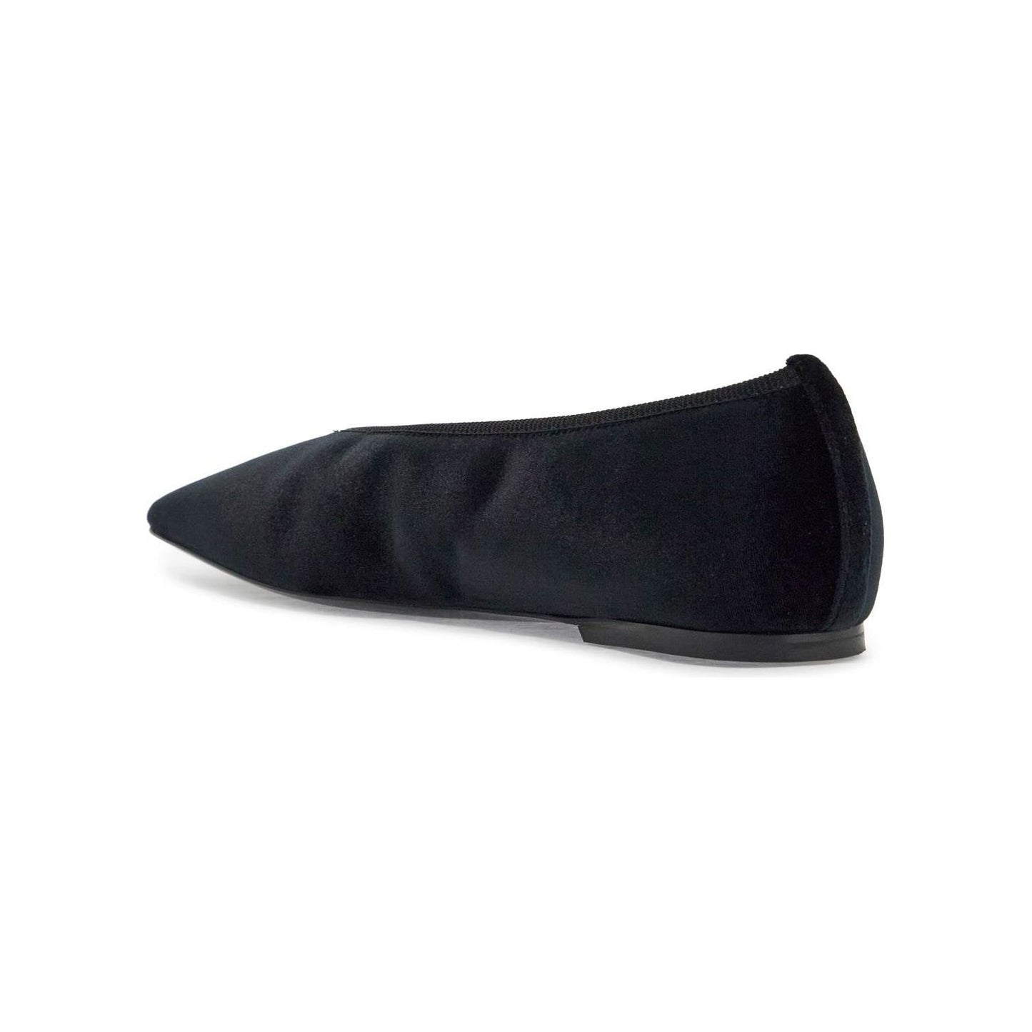 Toteme black velvet ballerinas made from recycled polyester with elastic trim Flat Shoes Toteme