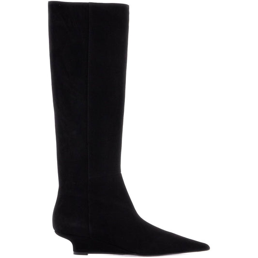 Toteme black suede knee-high boots with low heel Boots Toteme