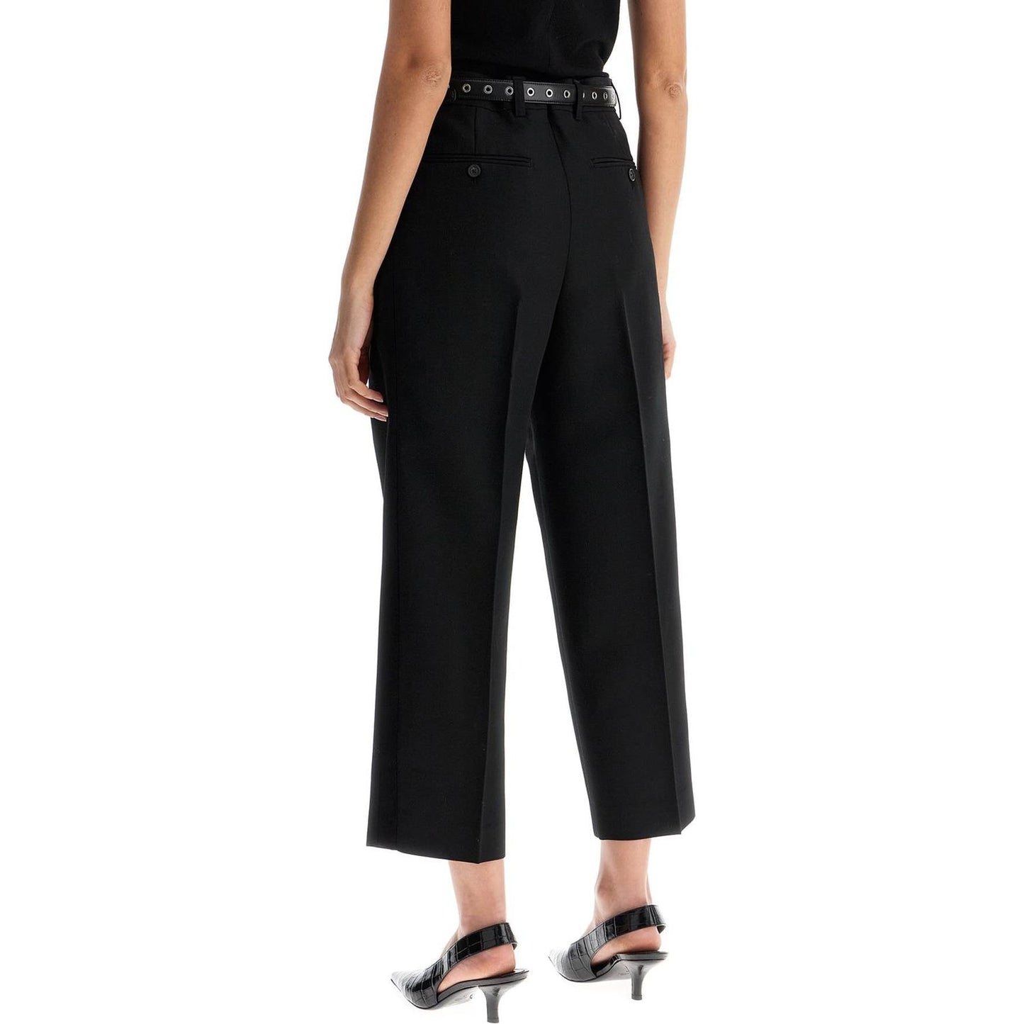 Toteme black recycled wool wide leg trousers Trousers Toteme