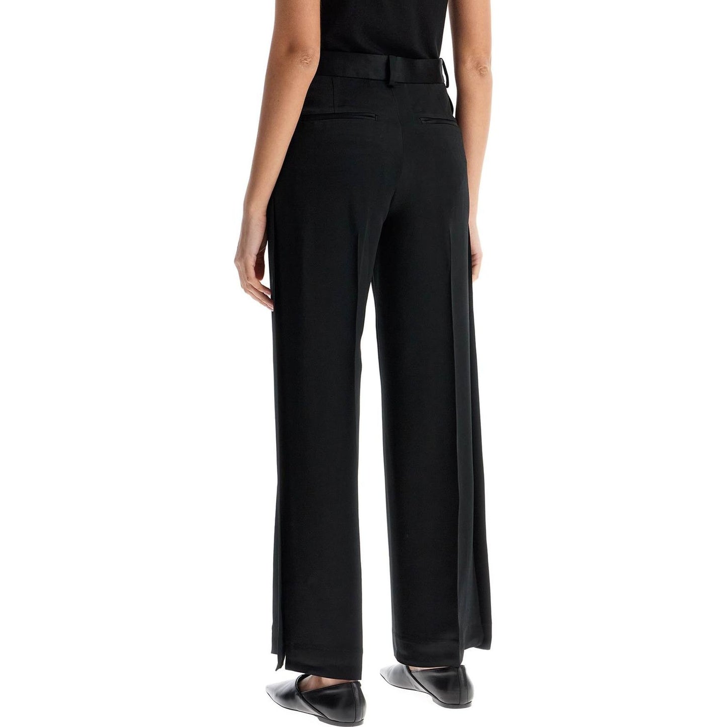 Toteme high-waisted loose black pants with side openings Trousers Toteme