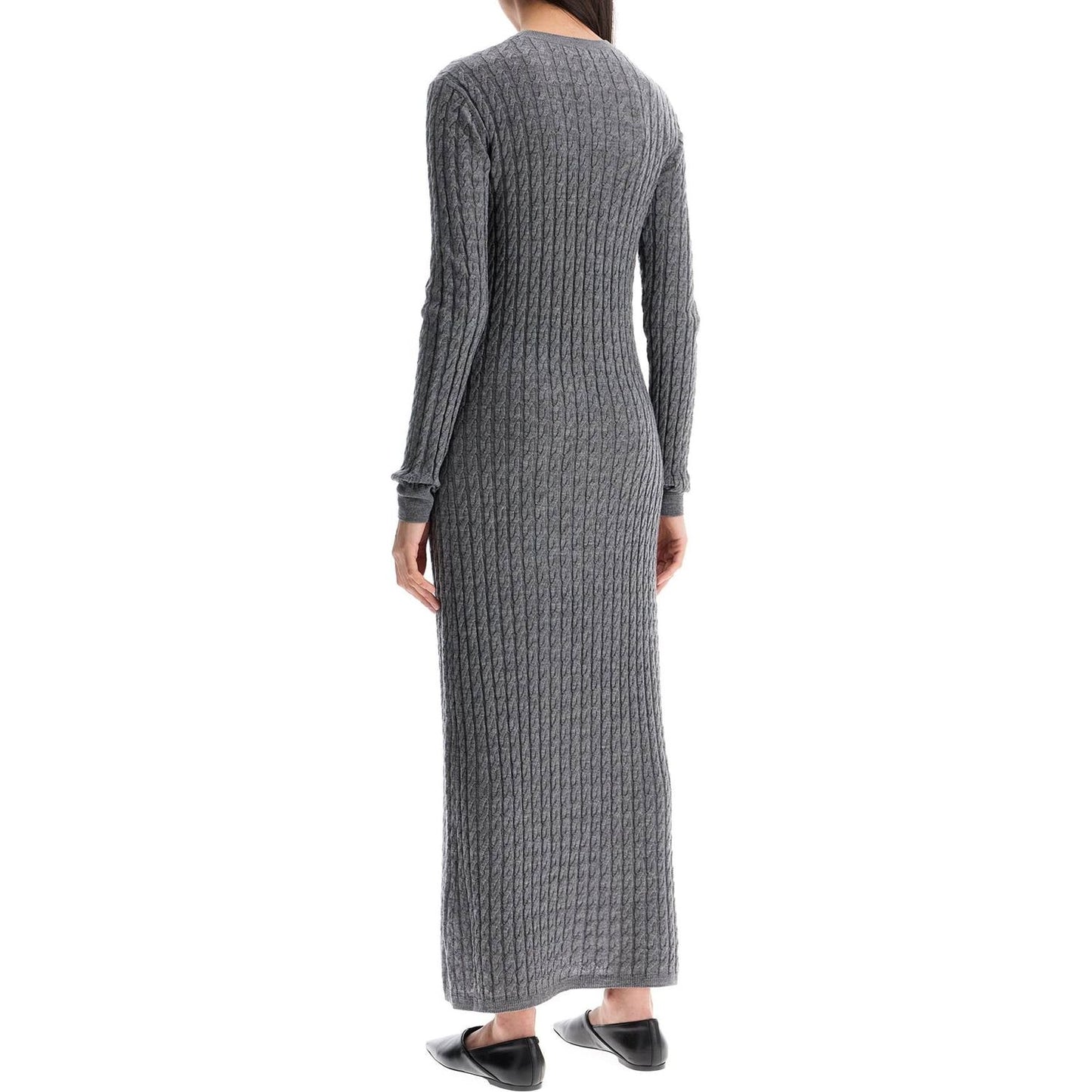 Toteme long dress in rws wool gray mélange with cable knit pattern Dresses Toteme