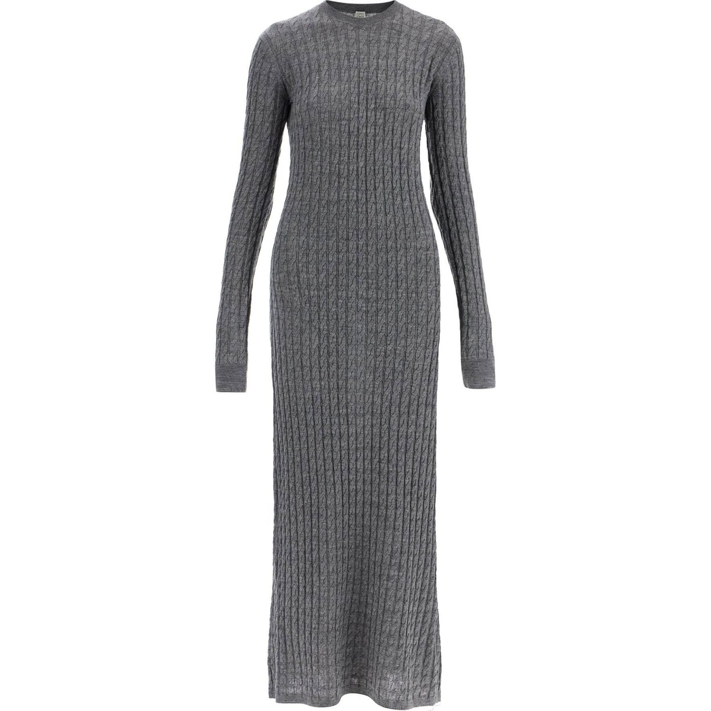 Toteme long dress in rws wool gray mélange with cable knit pattern Dresses Toteme