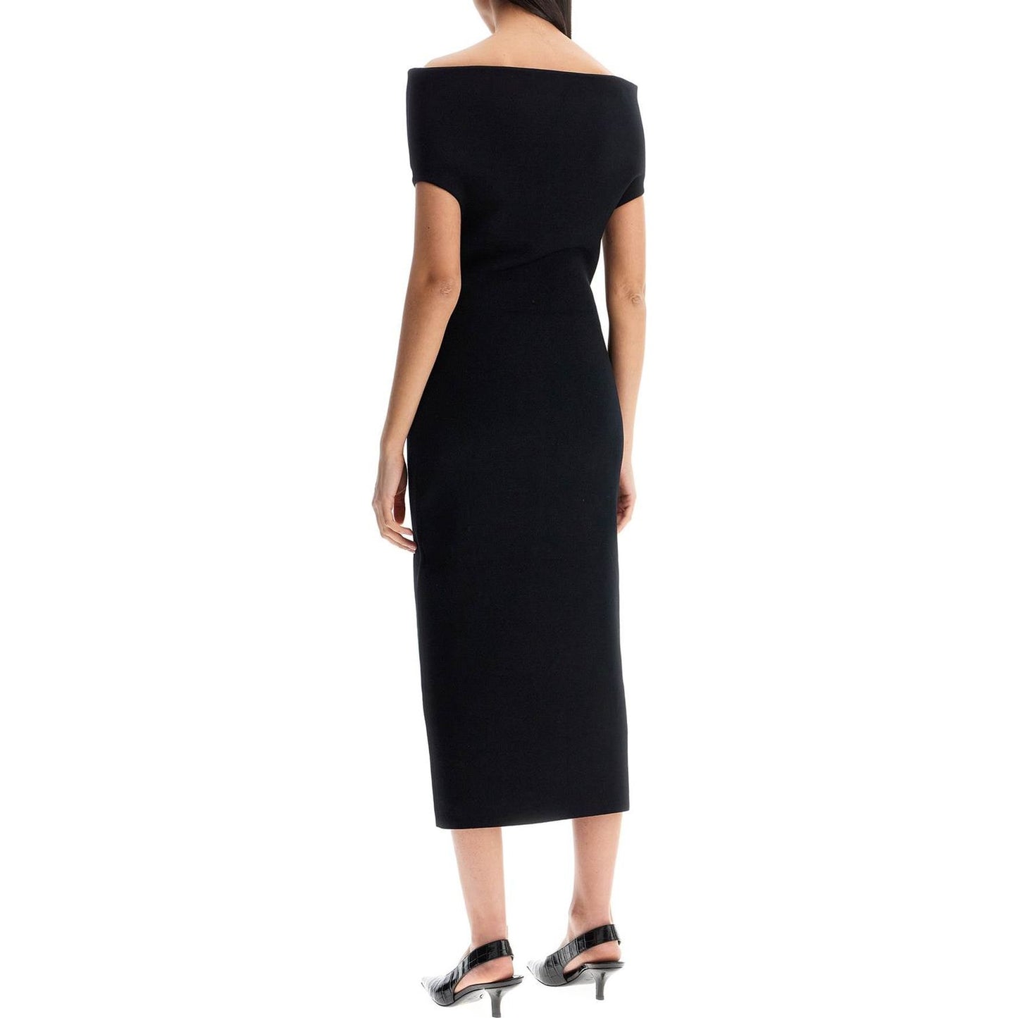 Toteme elegant black long viscose knit dress Dresses Toteme