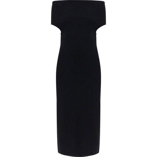 Toteme elegant black long viscose knit dress Dresses Toteme