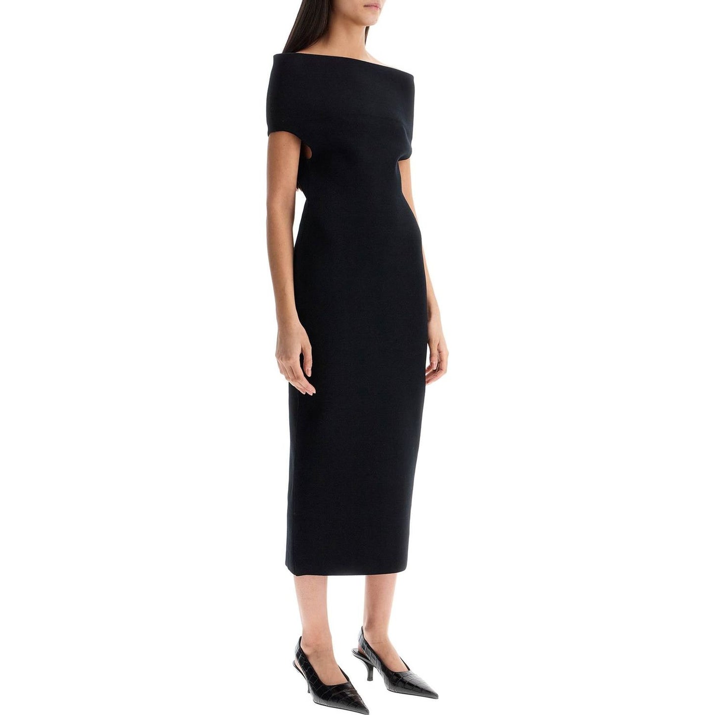 Toteme elegant black long viscose knit dress Dresses Toteme