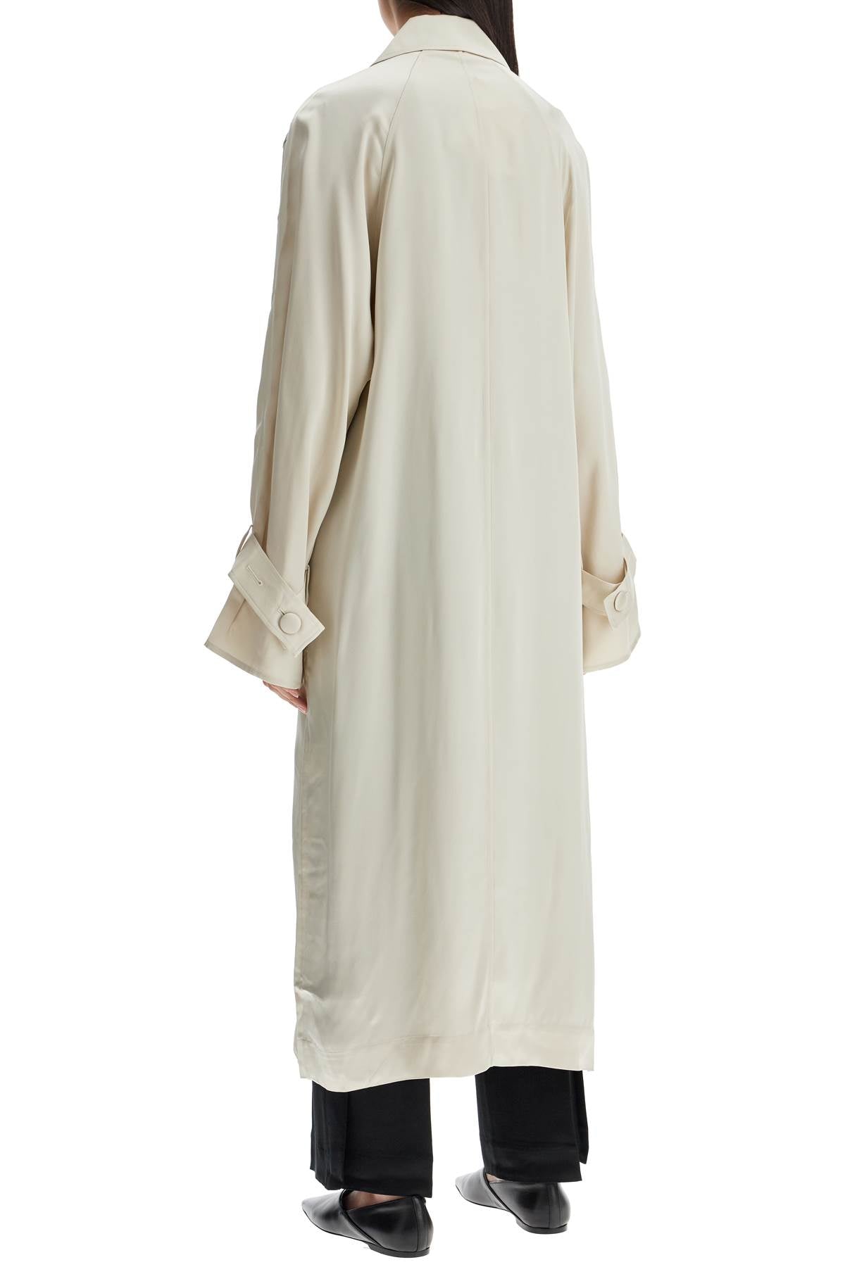 Toteme long white satin trench dress in viscose Jackets Toteme