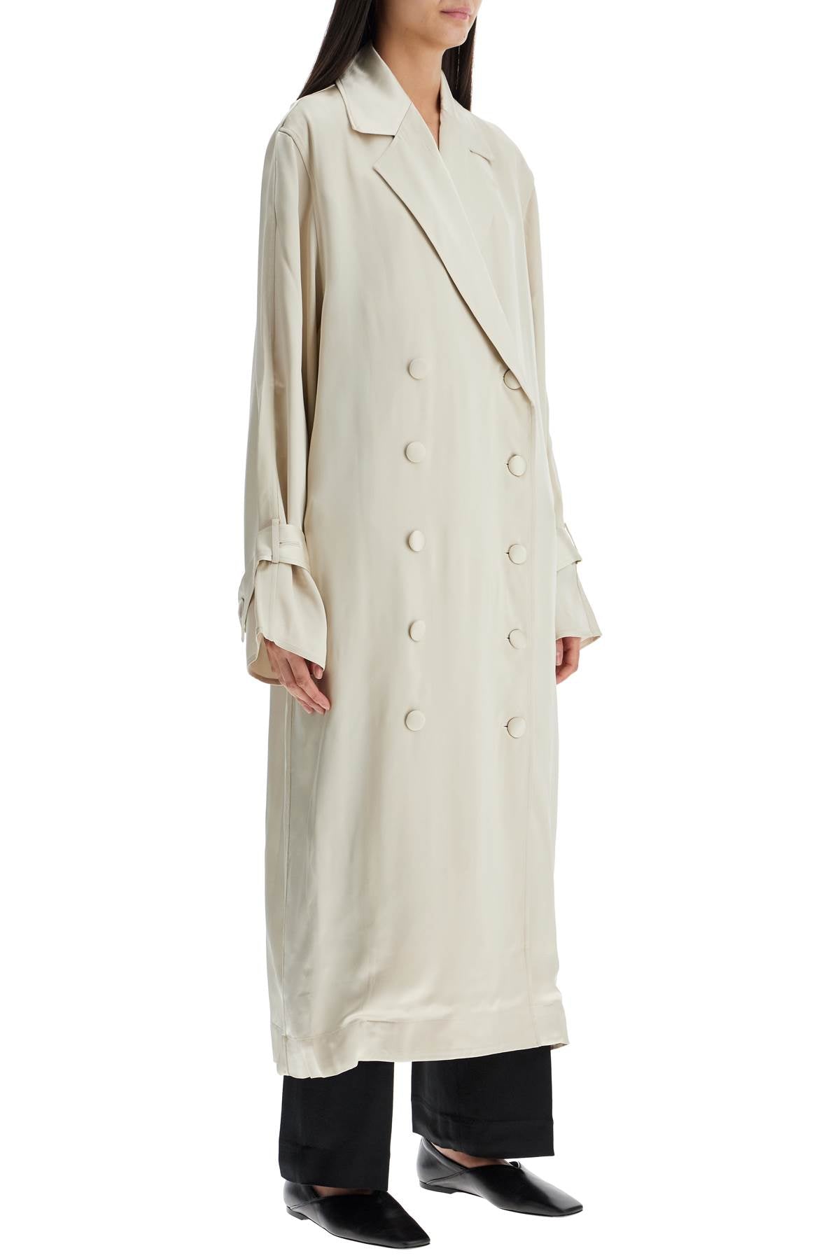 Toteme long white satin trench dress in viscose Jackets Toteme