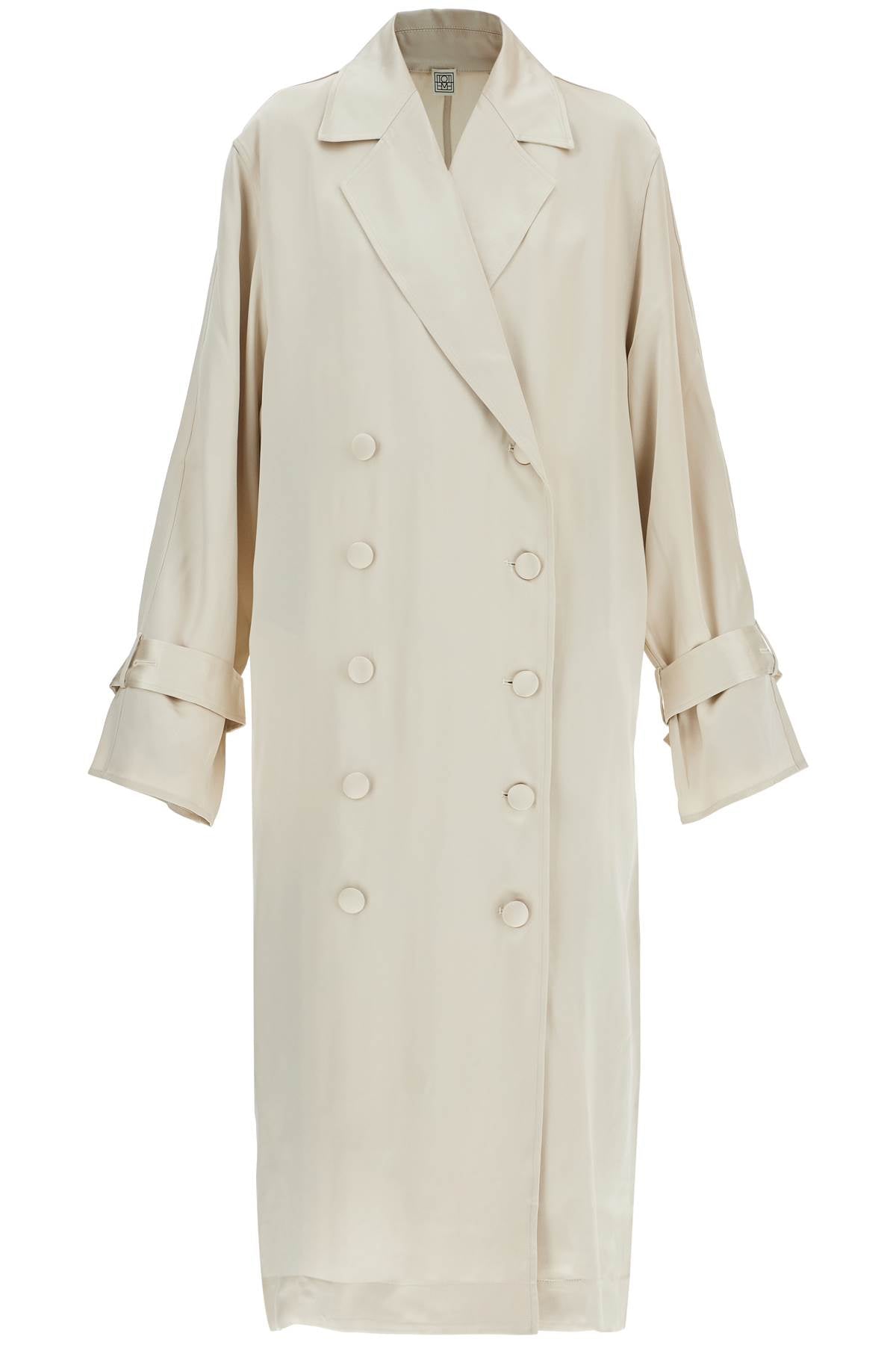 Toteme long white satin trench dress in viscose Jackets Toteme