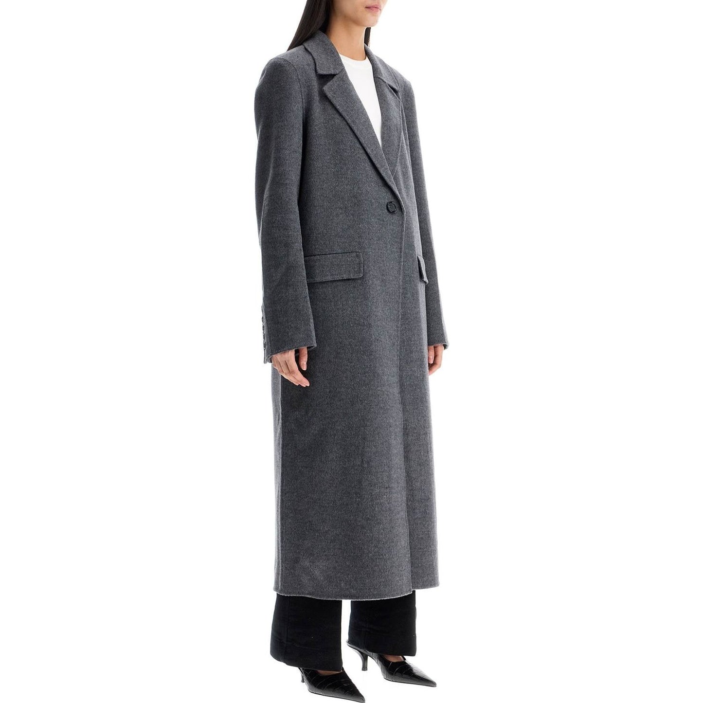 Toteme long oversized coat in melange grey wool Jackets Toteme