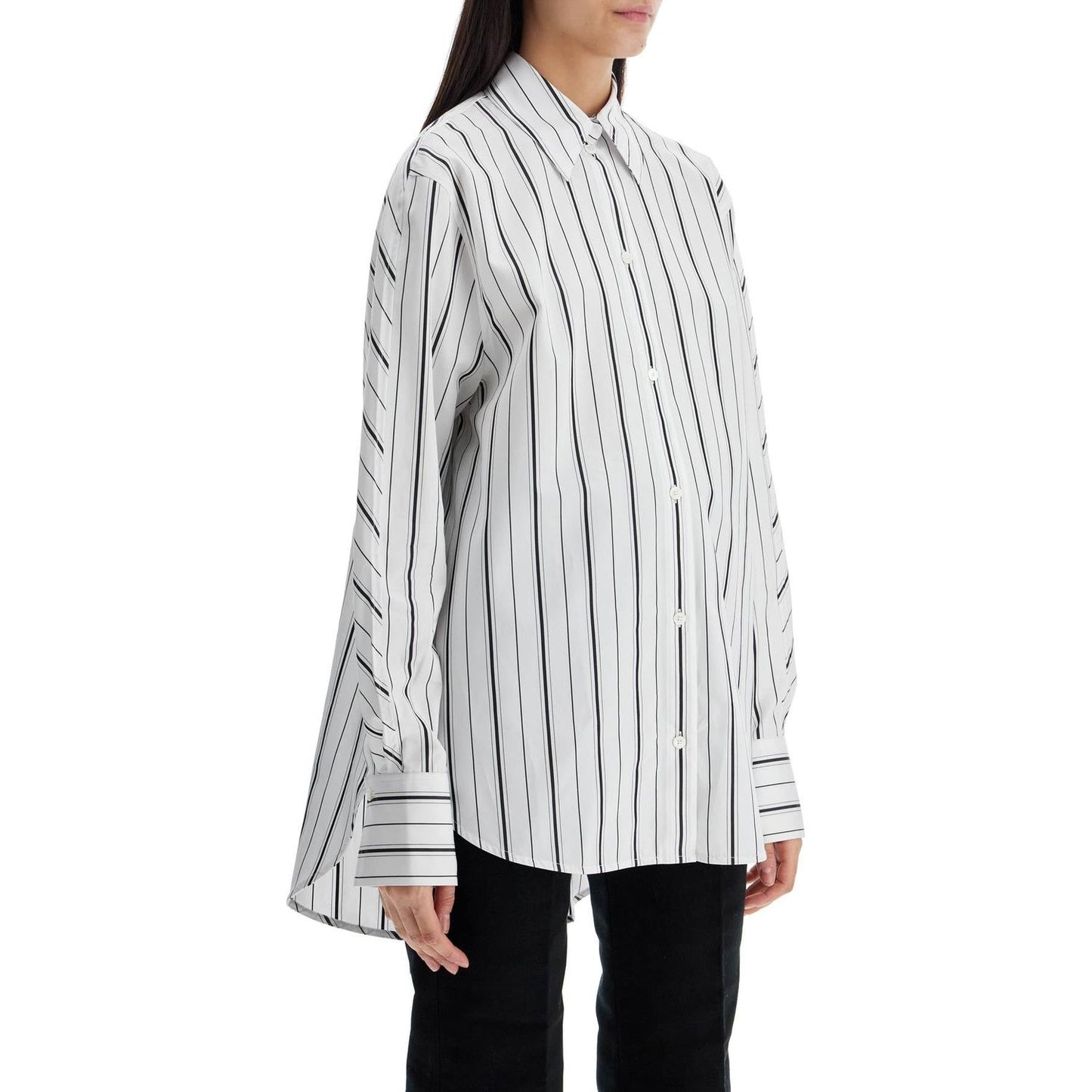 Toteme white and black striped kimono sleeve shirt in organic cotton Topwear Toteme