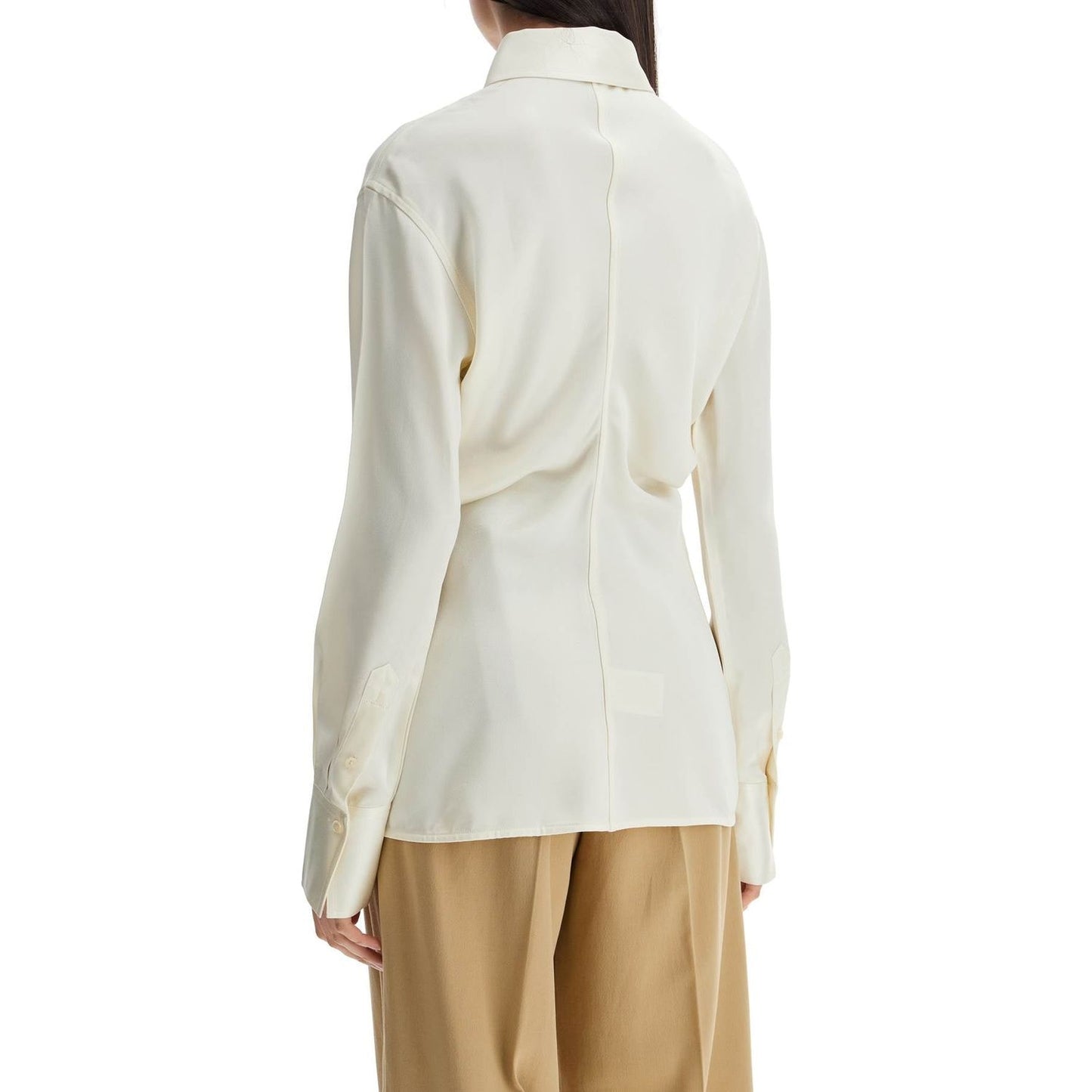 Toteme slouchy long sleeve shirt macadamia Topwear Toteme