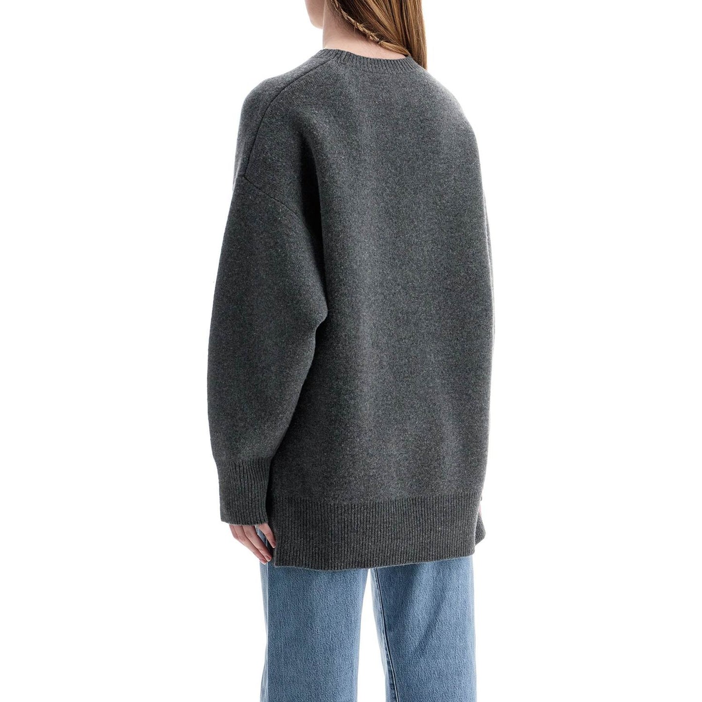 Toteme gray melange wool and cashmere sweater with wide neck Knitwear Toteme