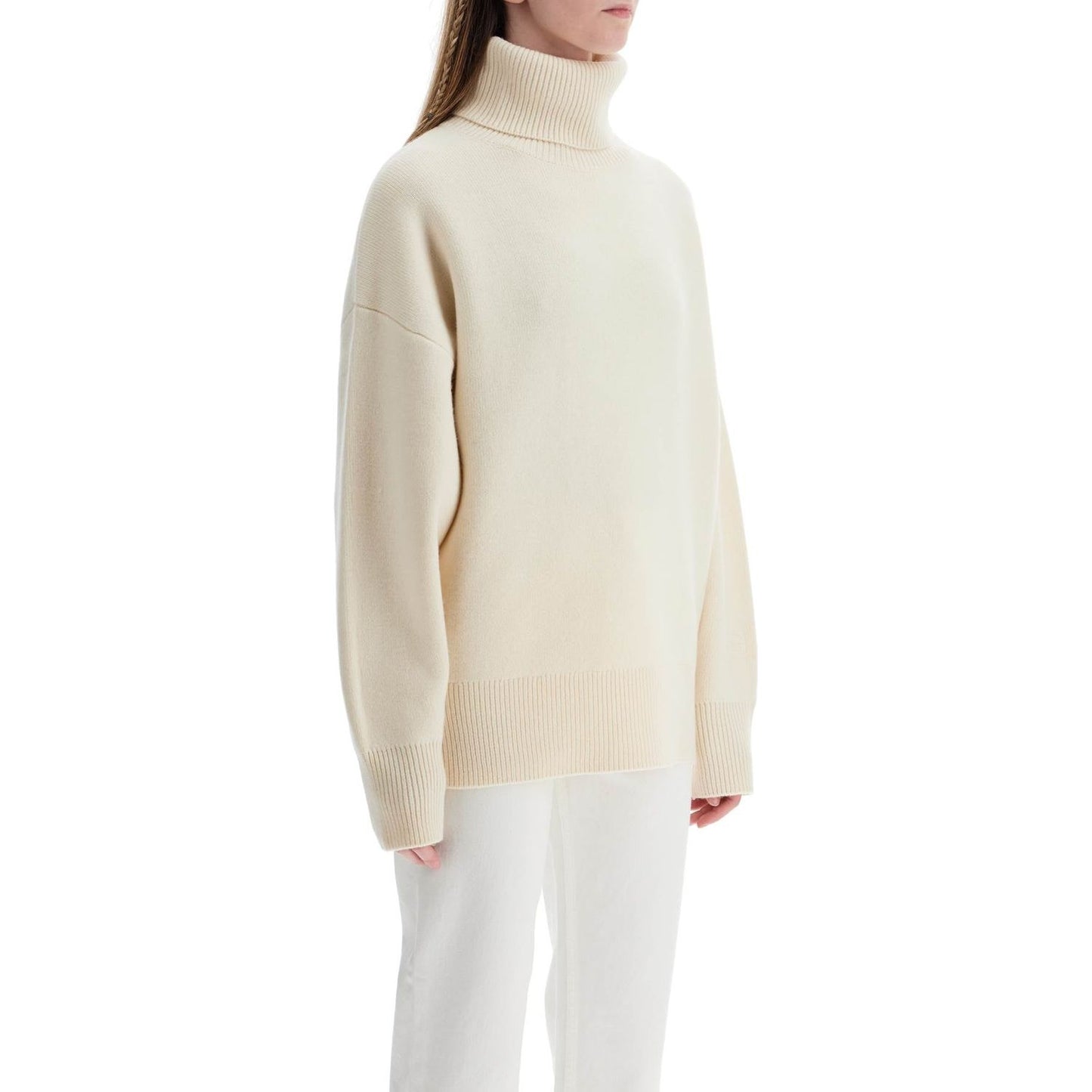 Toteme white snow wool and cashmere turtleneck for women Knitwear Toteme