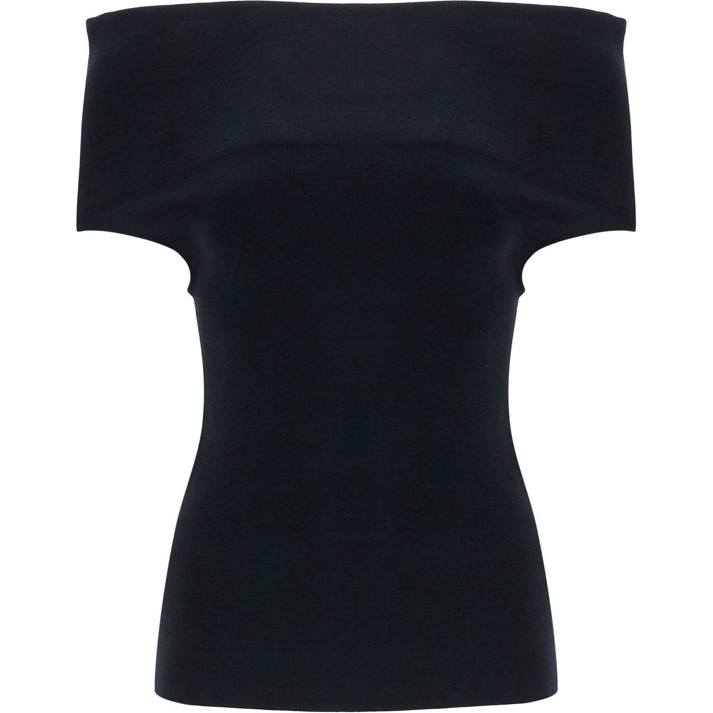 Toteme off-shoulder double-knit top in black viscose Topwear Toteme