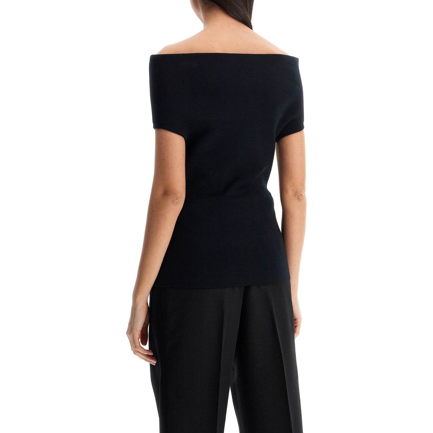 Toteme off-shoulder double-knit top in black viscose Topwear Toteme